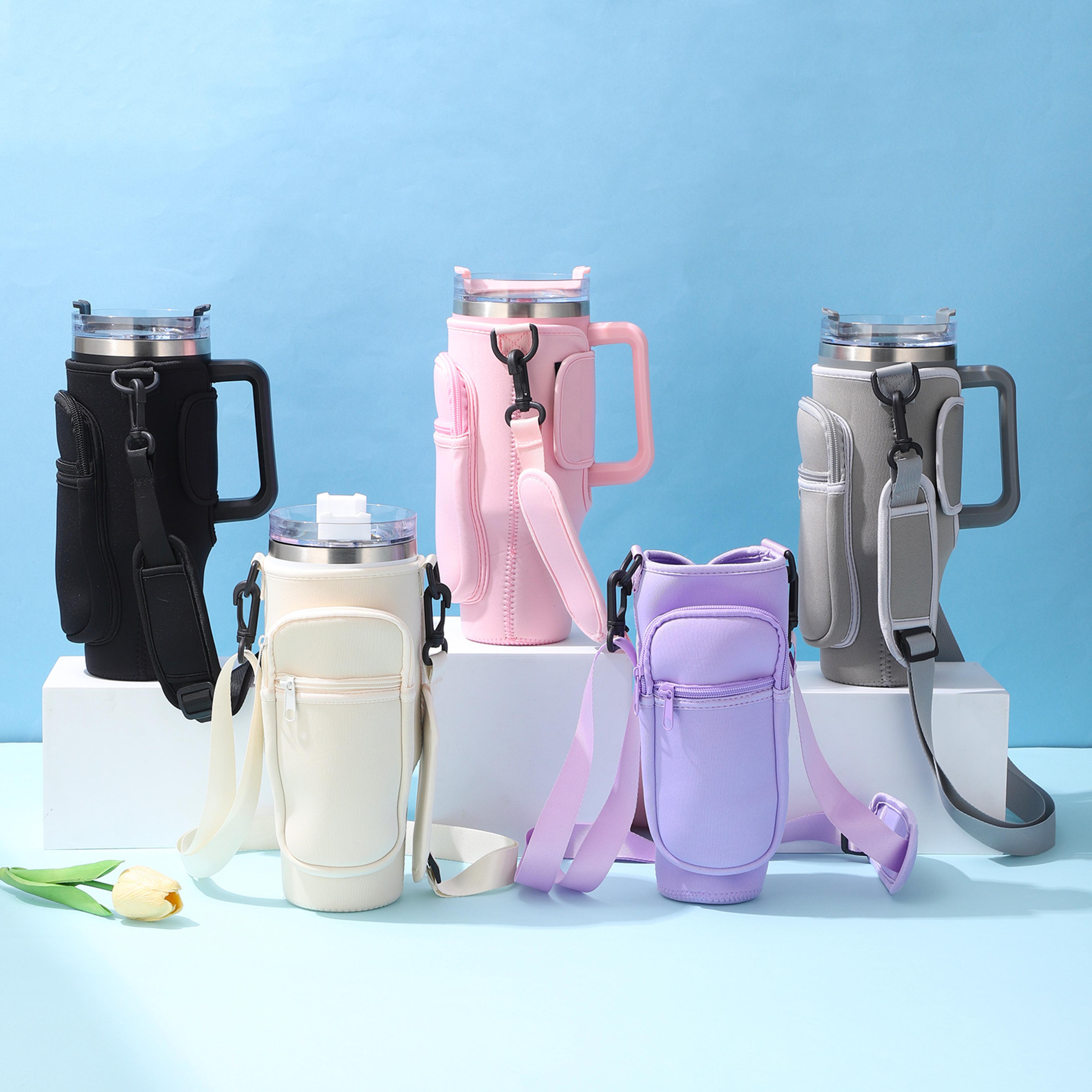 large-capacity carcup sleeves, diving fabric ice cup sleeves, handle sleeves with slanted shoulder straps, availabl