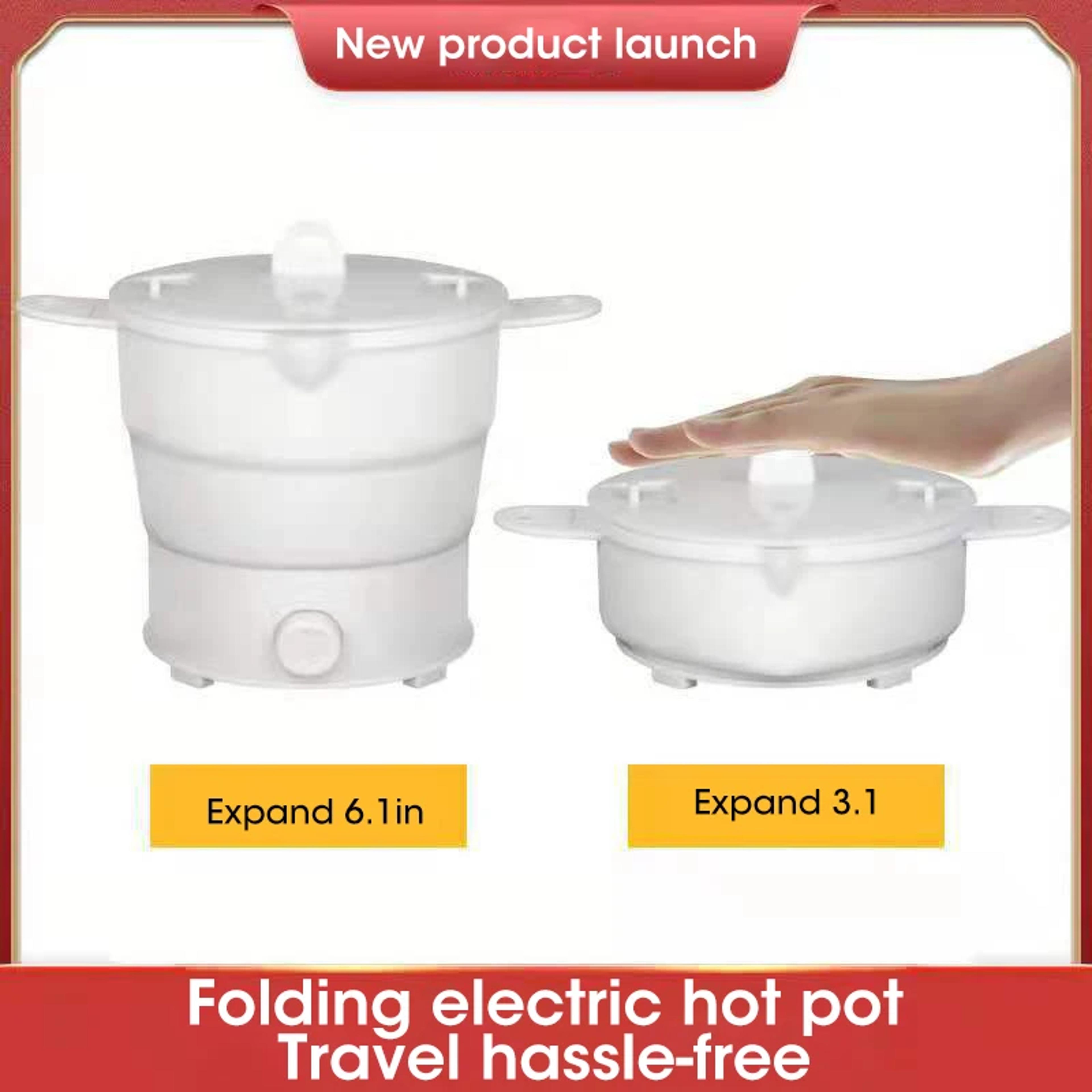 multi portable fold able silicone pot, travel electric kettle, camping hot pot water boiler, compact folding