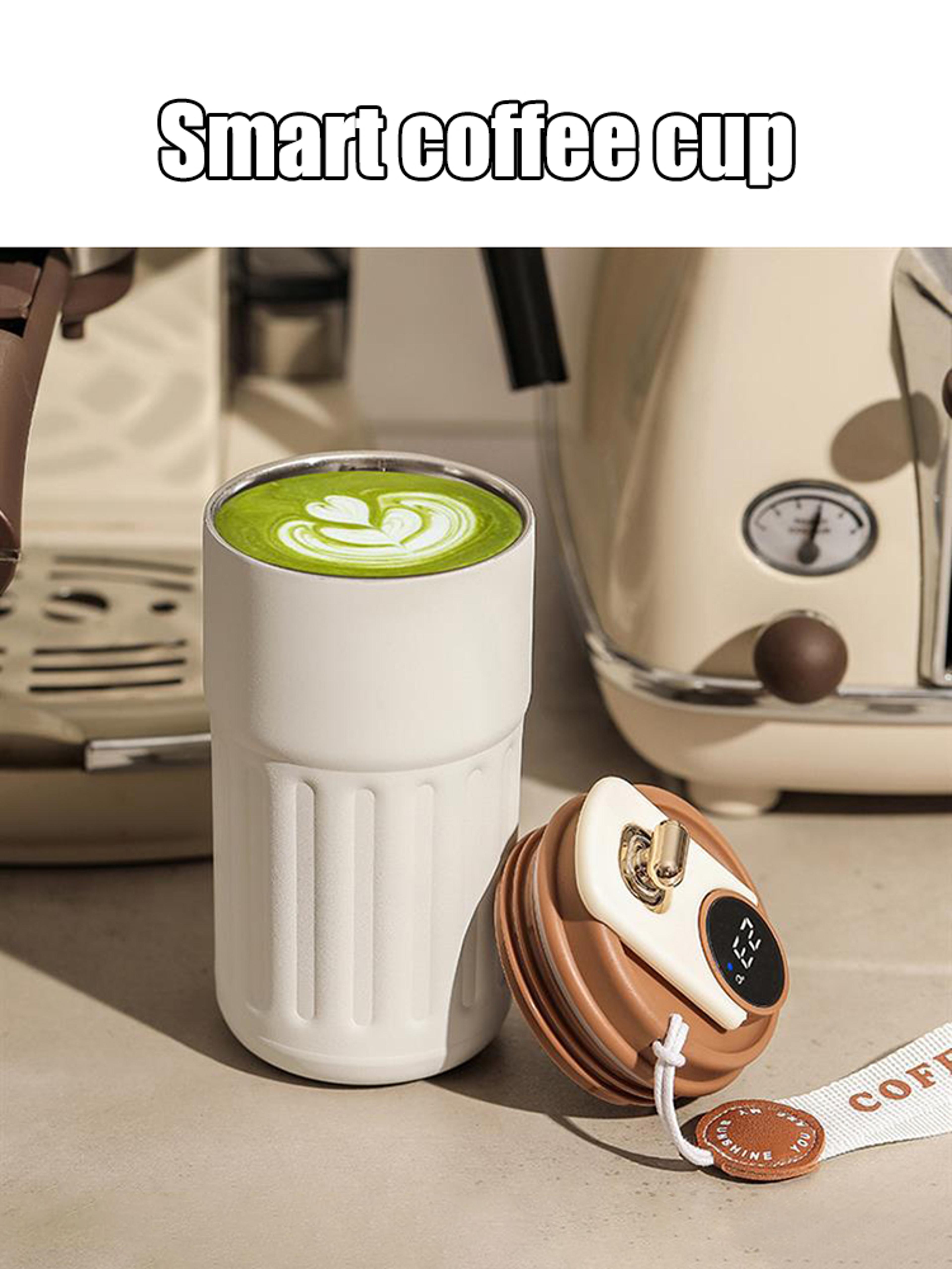 insulated stainless steel coffee cup, intelligent temperature measurement mug, high-aesthetic thermal beverage tumbler