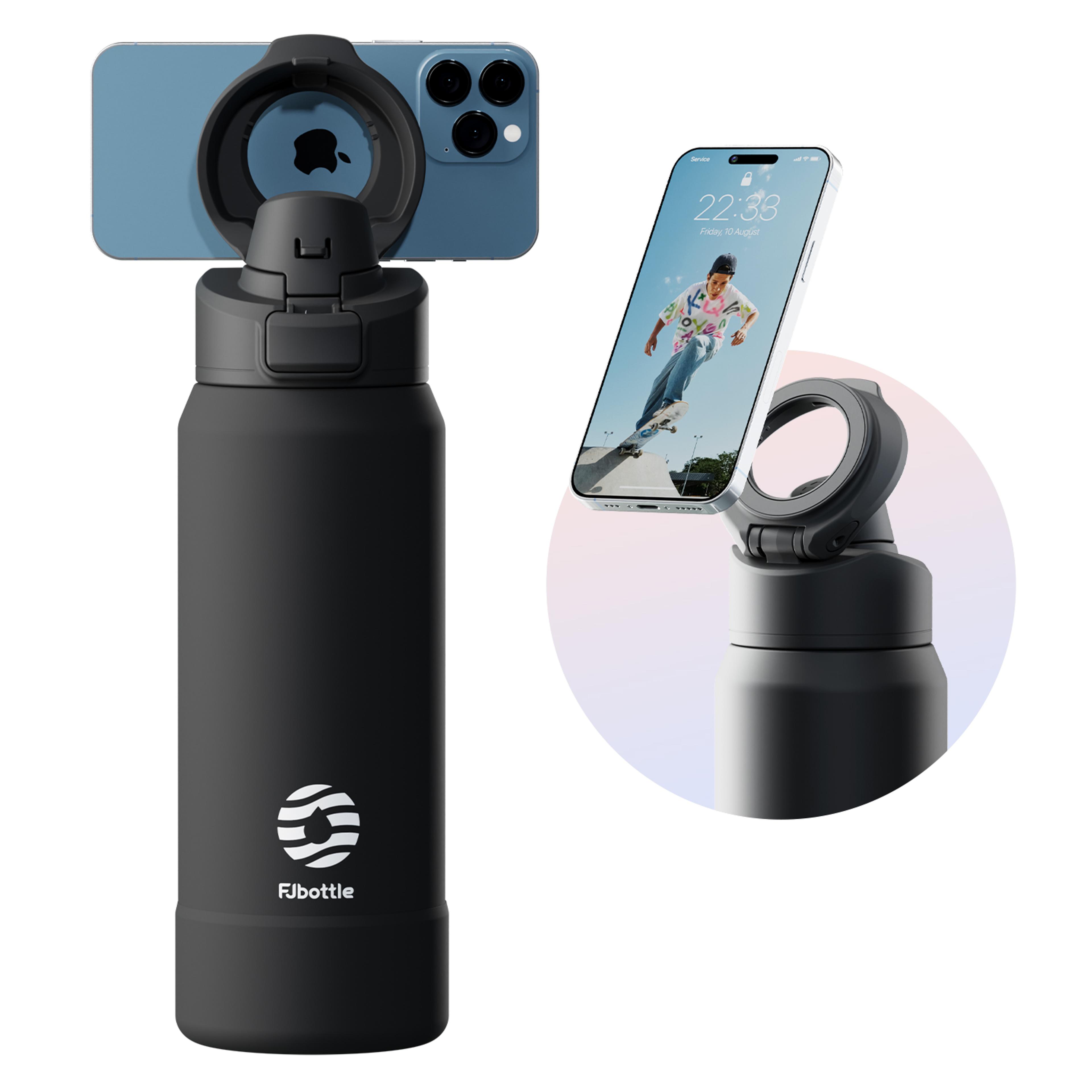 magnetic stainless steel thermos, sports water bottle, insulation cup, magnetic phone holder, bouncing cover