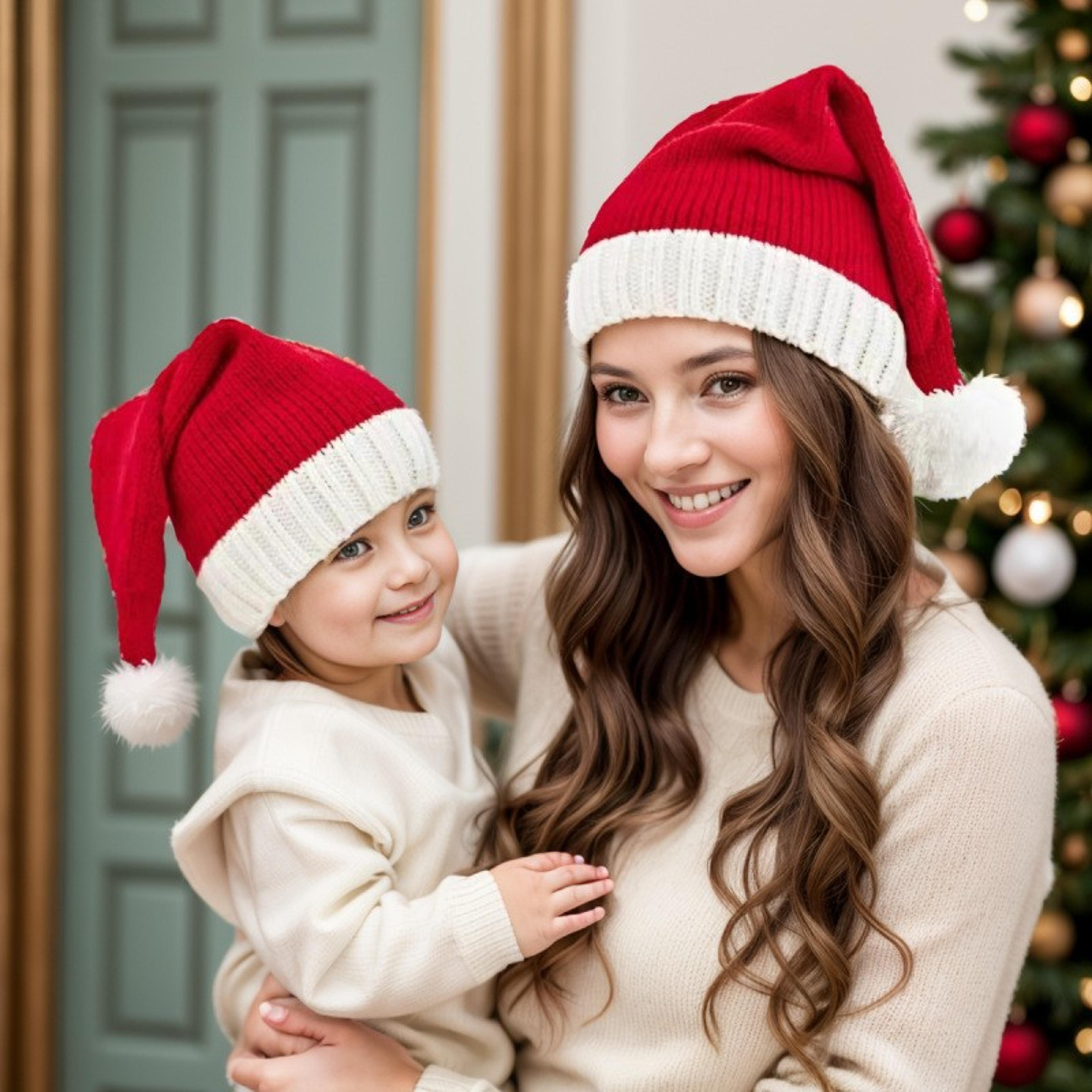 classic red christmas knit hat, soft warm knitted cap, santa claus festival head wear, holiday outfits, new year gift