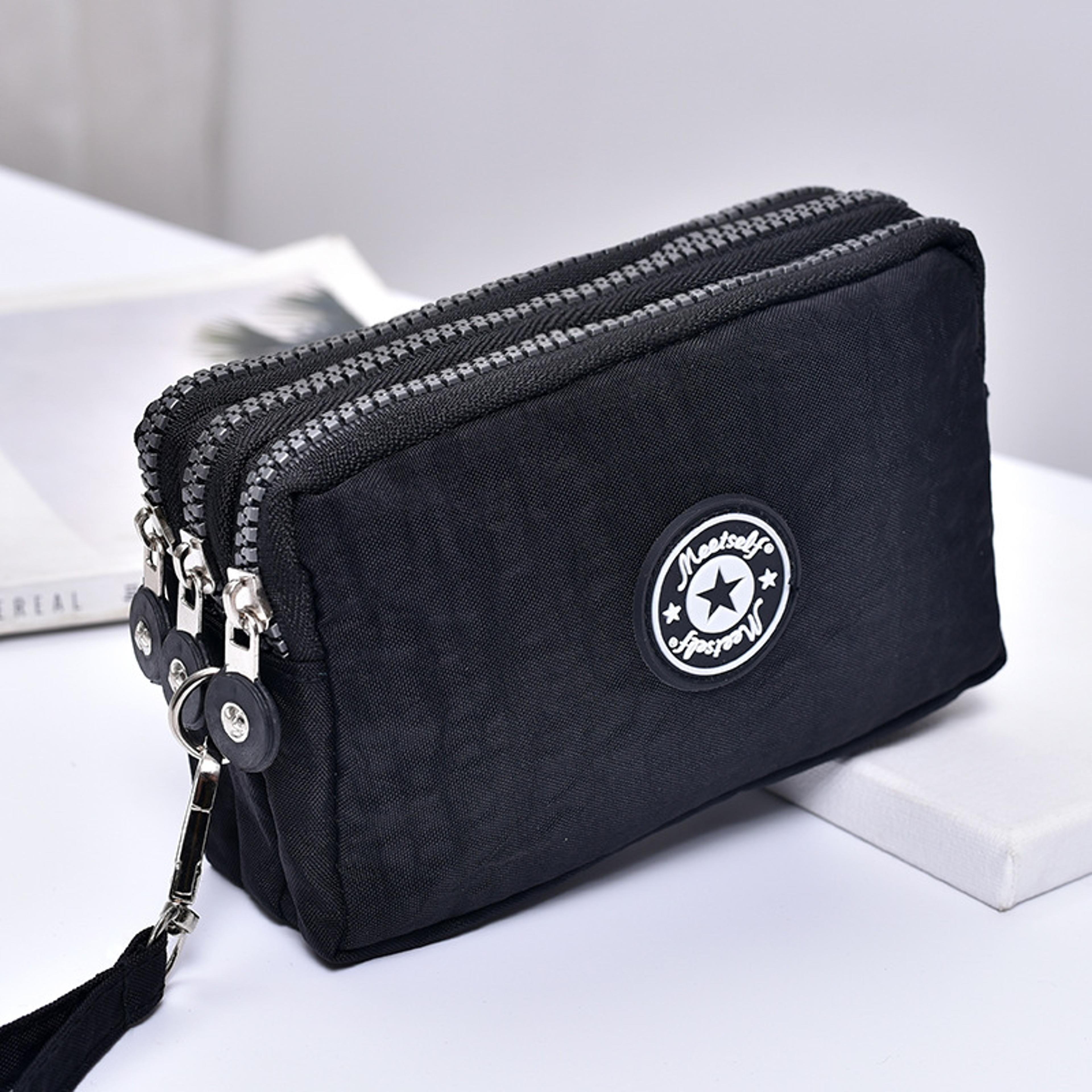 thickened three layer purse, long zipper mobile phone bag, women wrist handbag, cute washable cloth organizer
