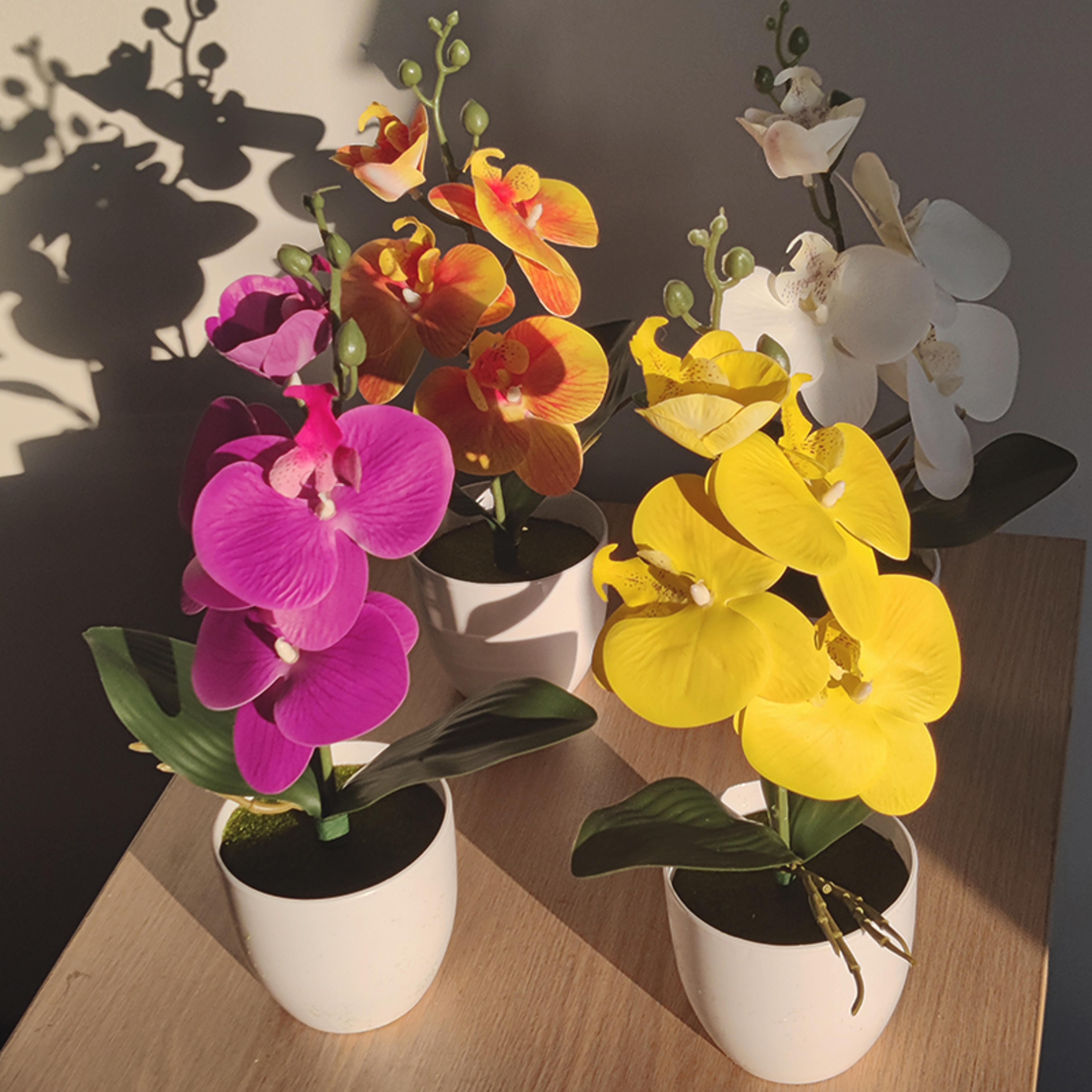 simulated butterfly orchid, home office vase, artificial potted plant, wedding decoration, dining table decor, desk room