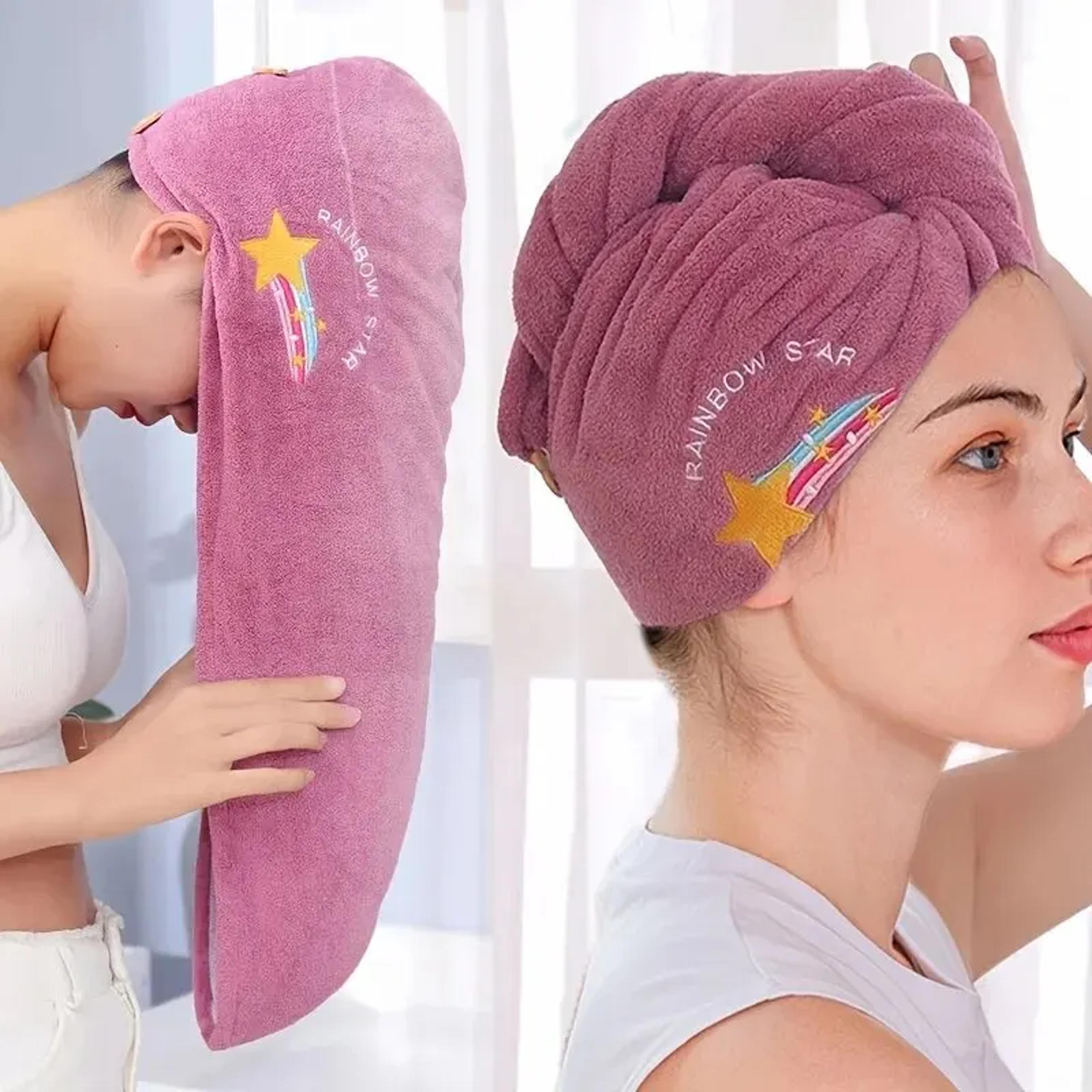 quickly dry hair hat, soft super absorbent hair towel, cute women head wrap, bathroom hair dry bonnets