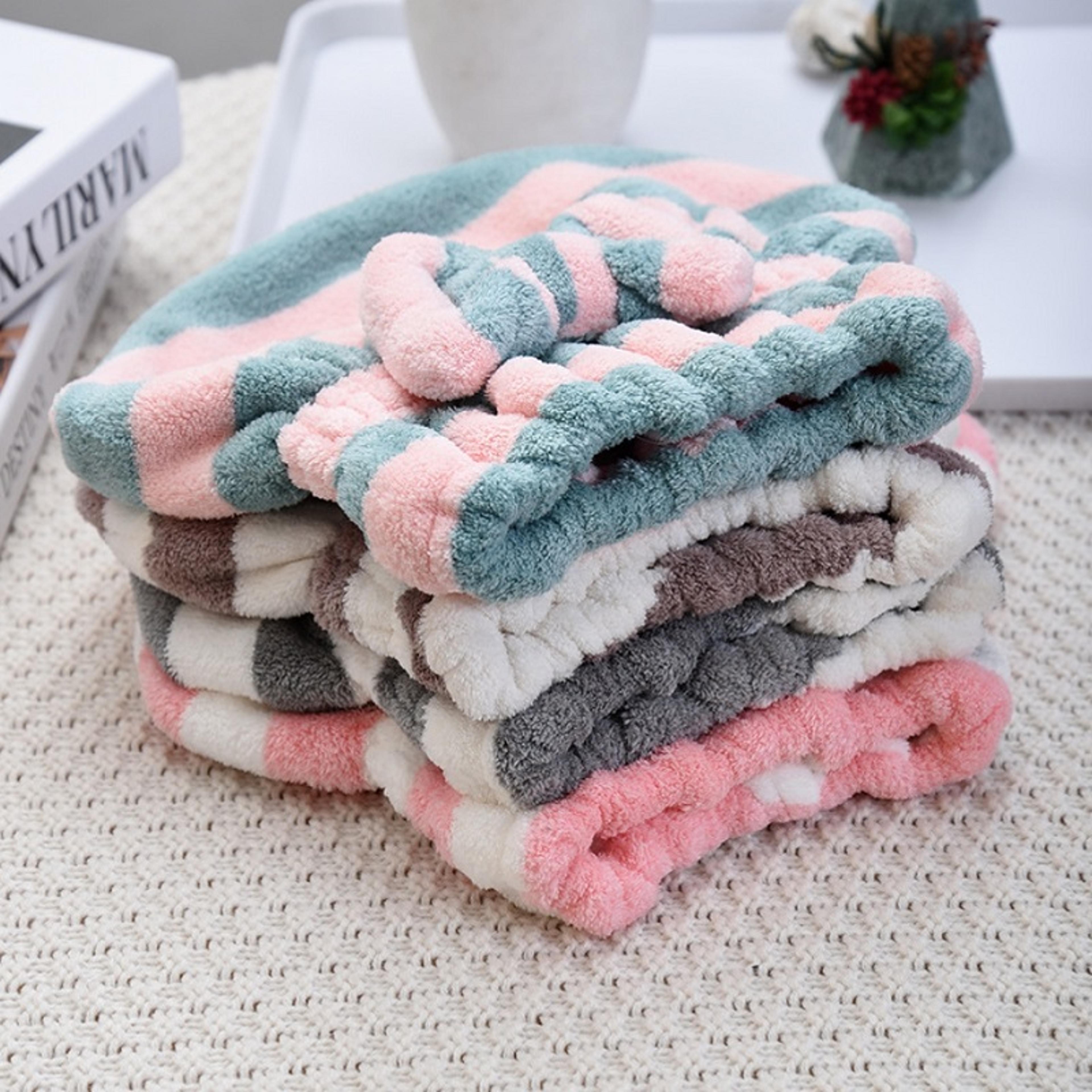 dry hair towel, quick drying hair cap for women, super absorbent shower cap, striped pattern hair bonnets