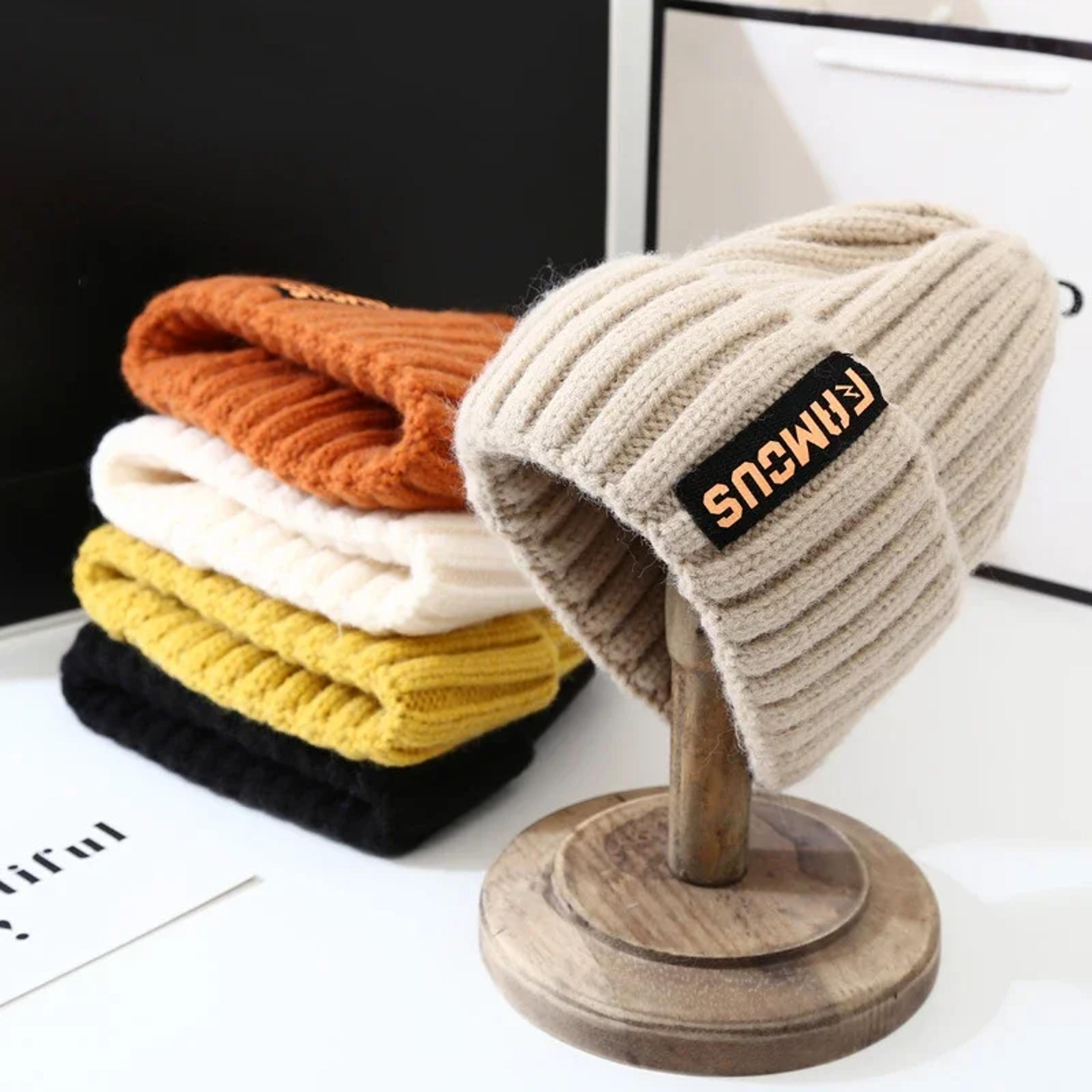 soft crochet knit beanie winter hat for men women – unisex solid color cold weather cap