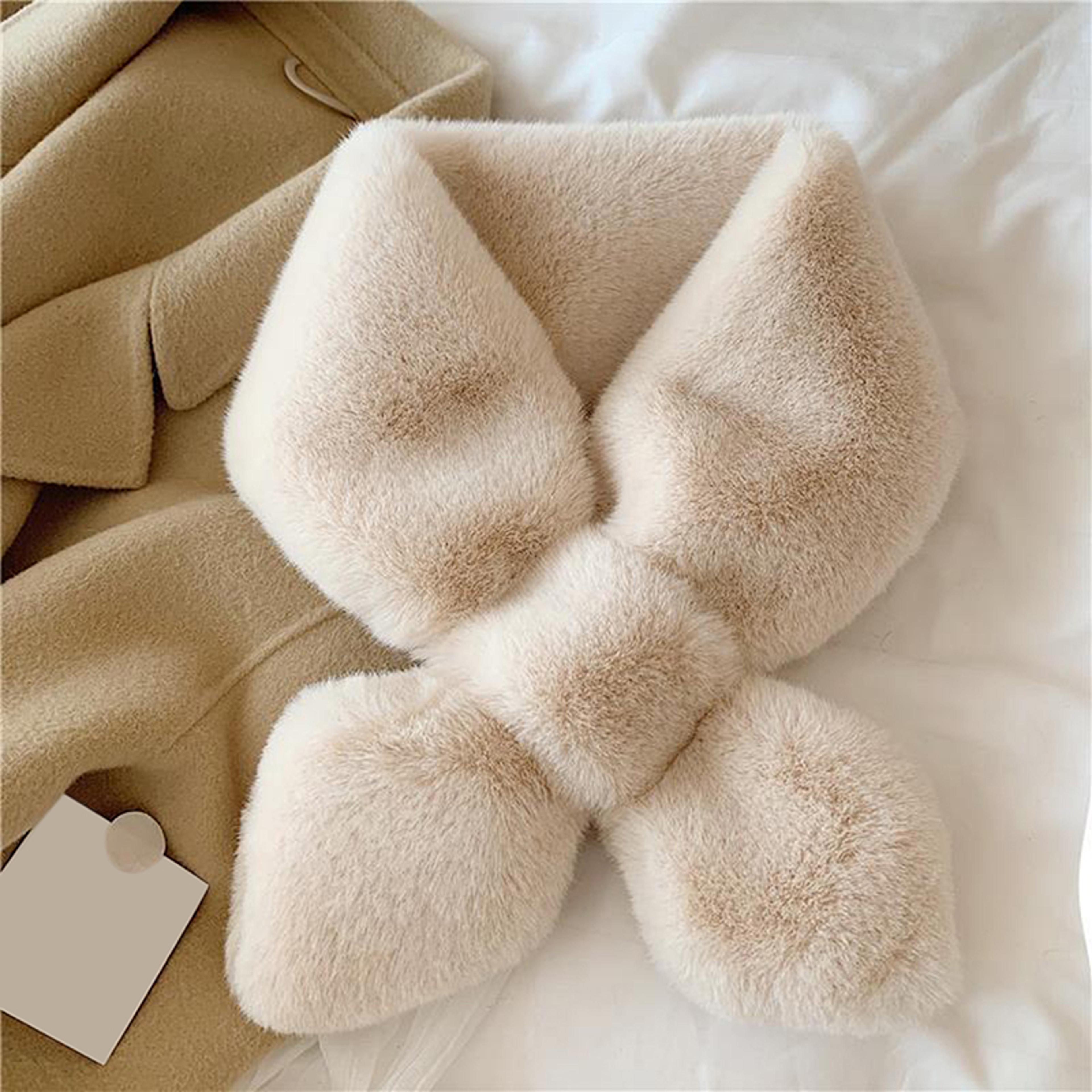 fake rabbit fur collar scarf women winter warm thickening plush