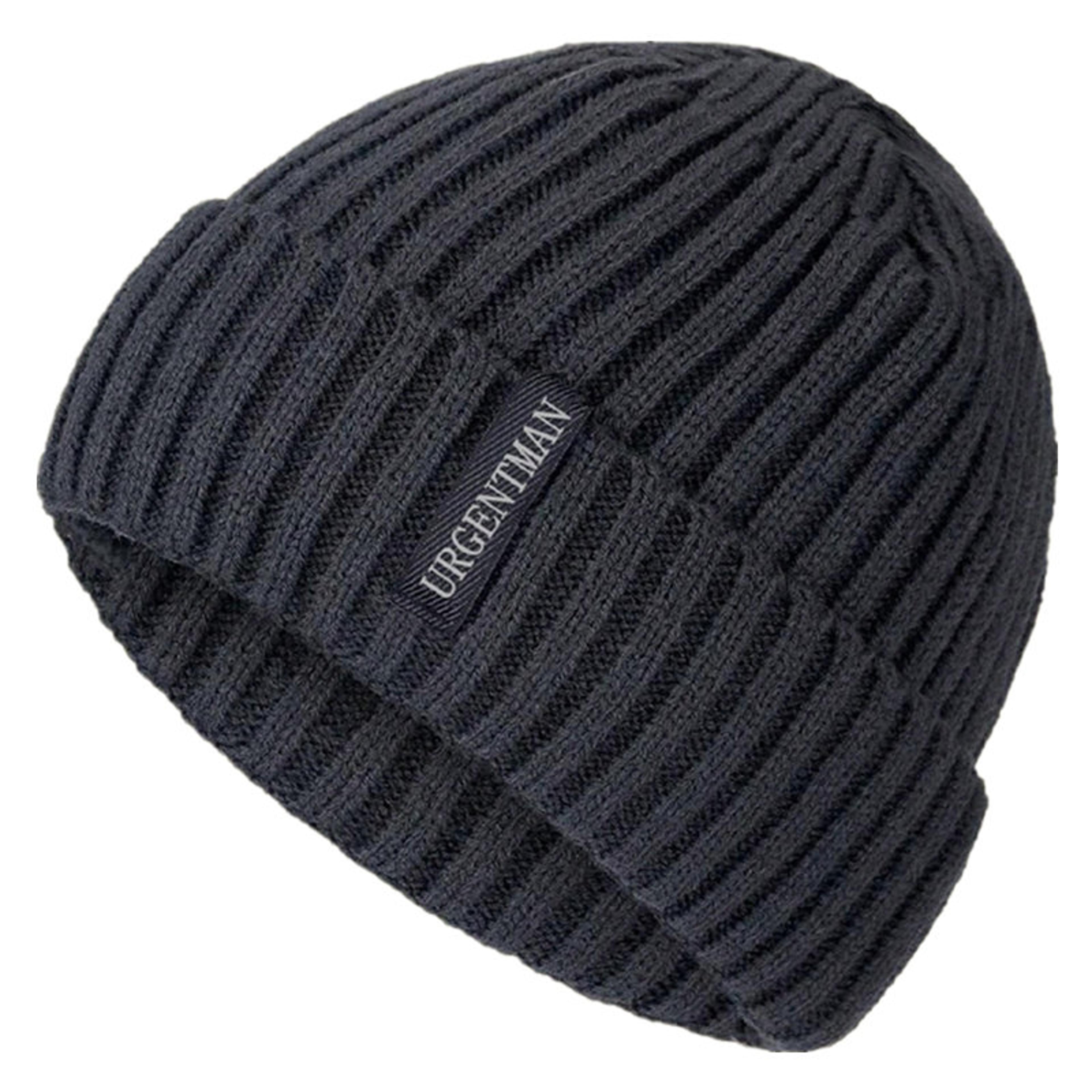 stylish thick knitted winter hat fur lined beanie cap for men & women