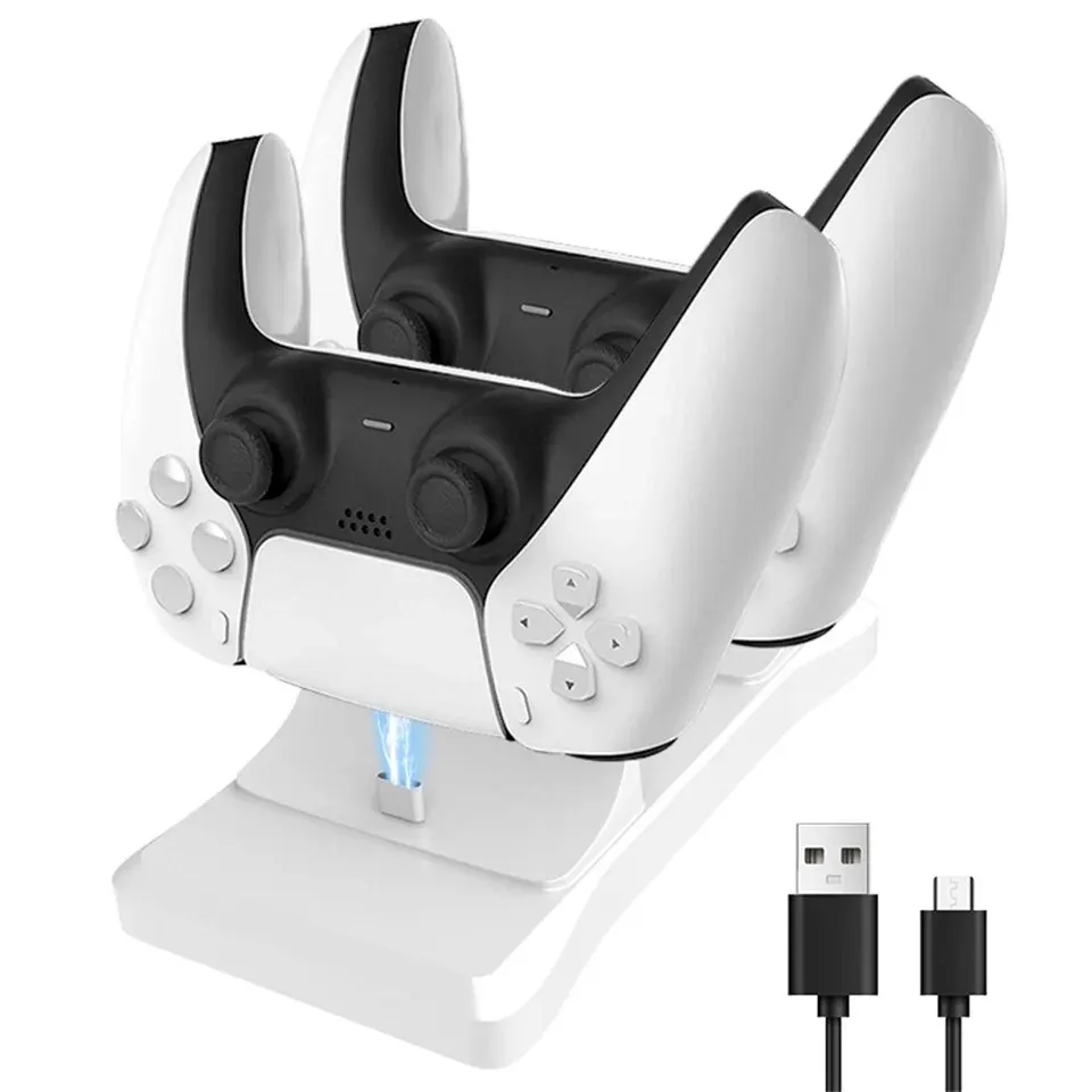 dual controller charging stand for ps5, fast charging ac adapter