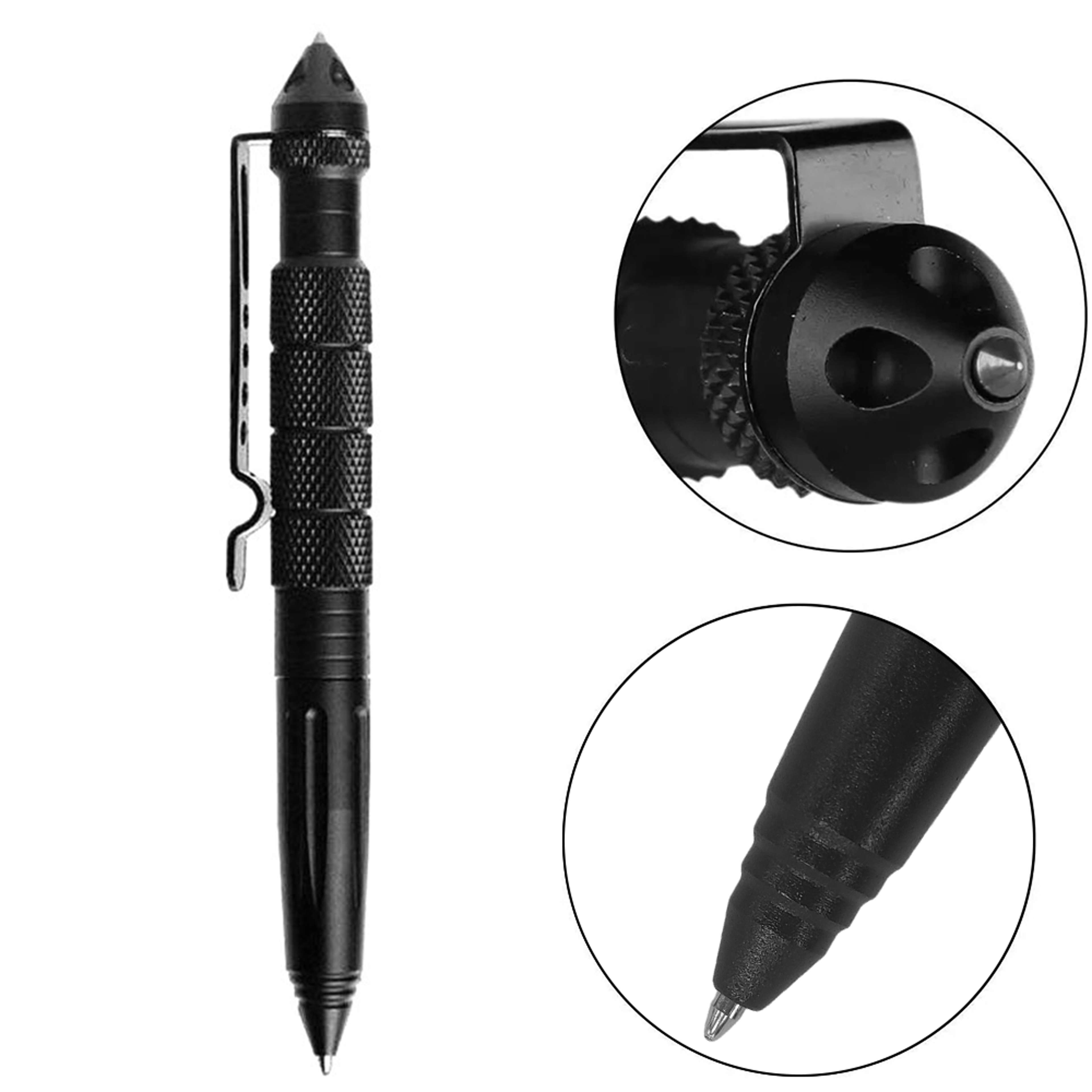 multi functional metal tactical pen, anti skid grip, emergency glass breaker tool, self defence supplies for protection