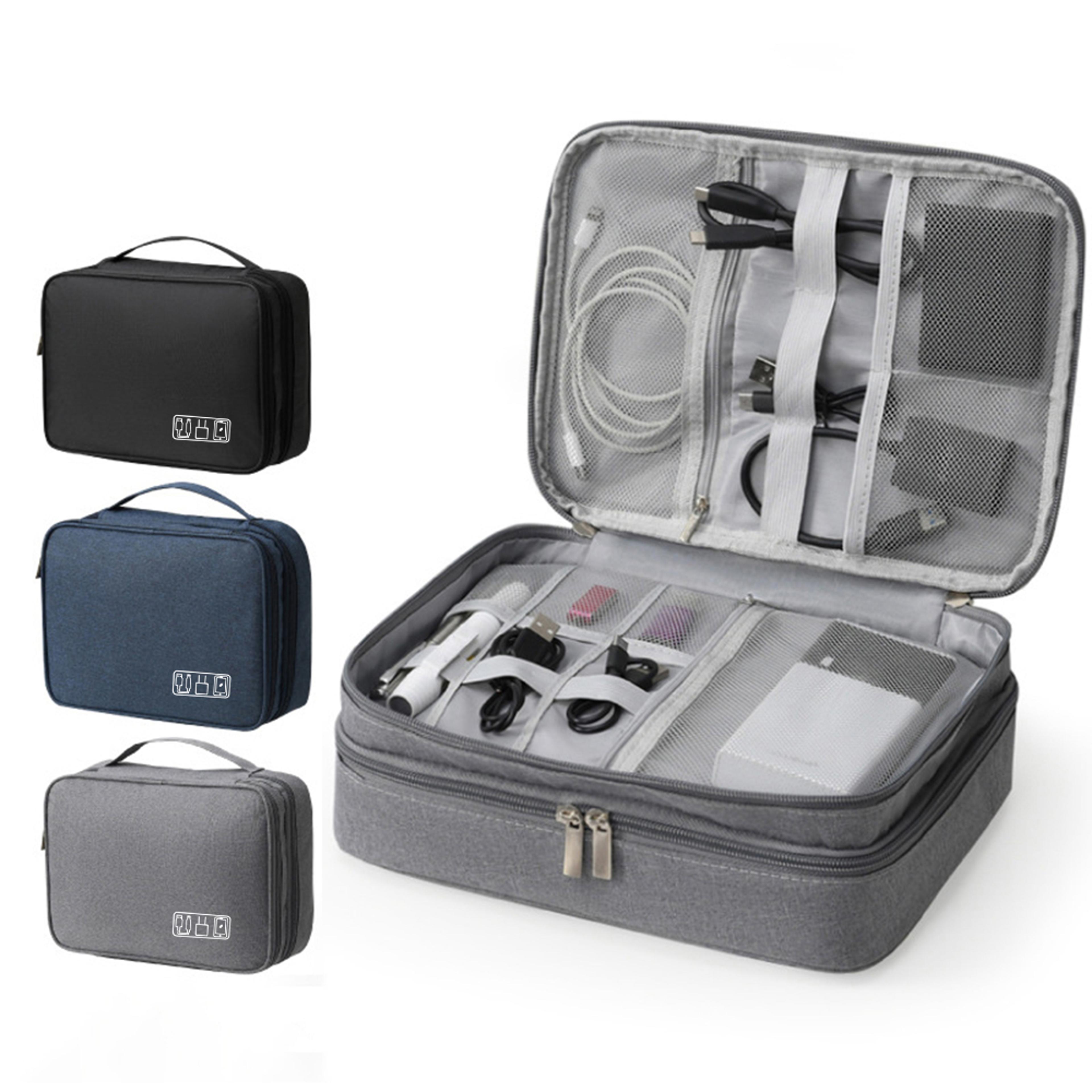 multi-functional digital bag, data cable, headphones, hard drive, power supply, electronic accessory storage