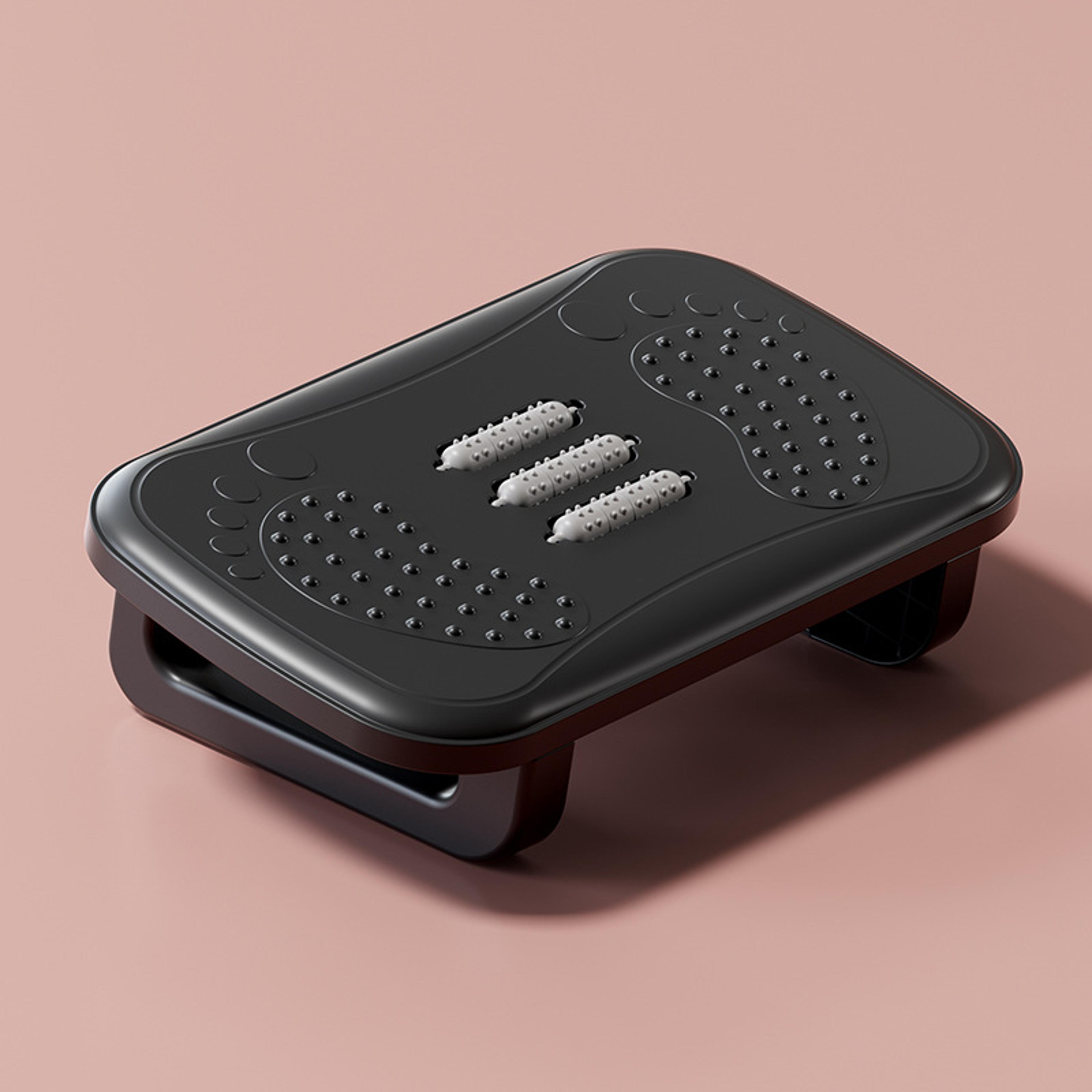 ergonomic foot stool with massage rollers, desk leg rest for pain relief and comfort