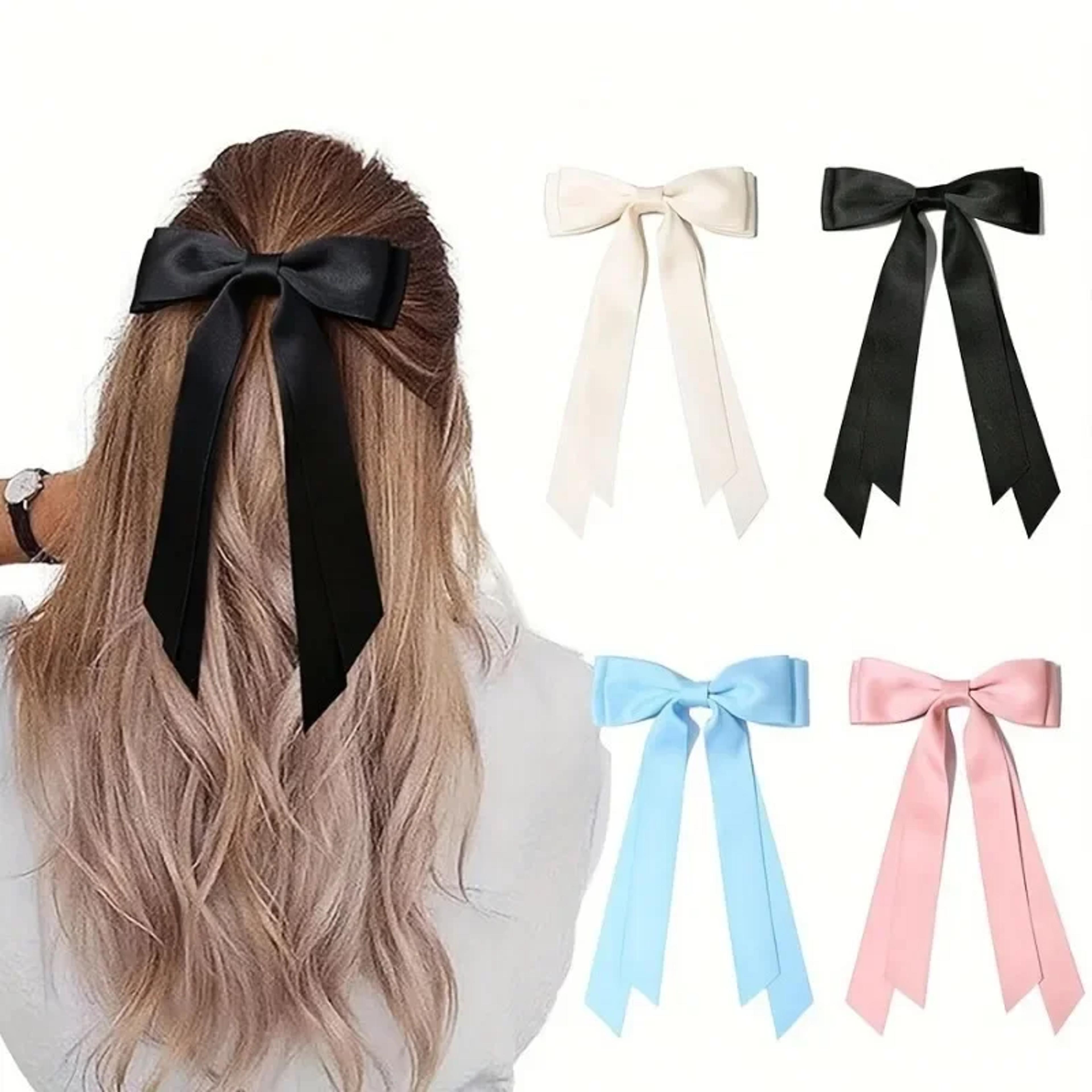 satin double-layer ribbon bow hair clip for girls, high-end hair clip for daily or holiday hairstyle accessories