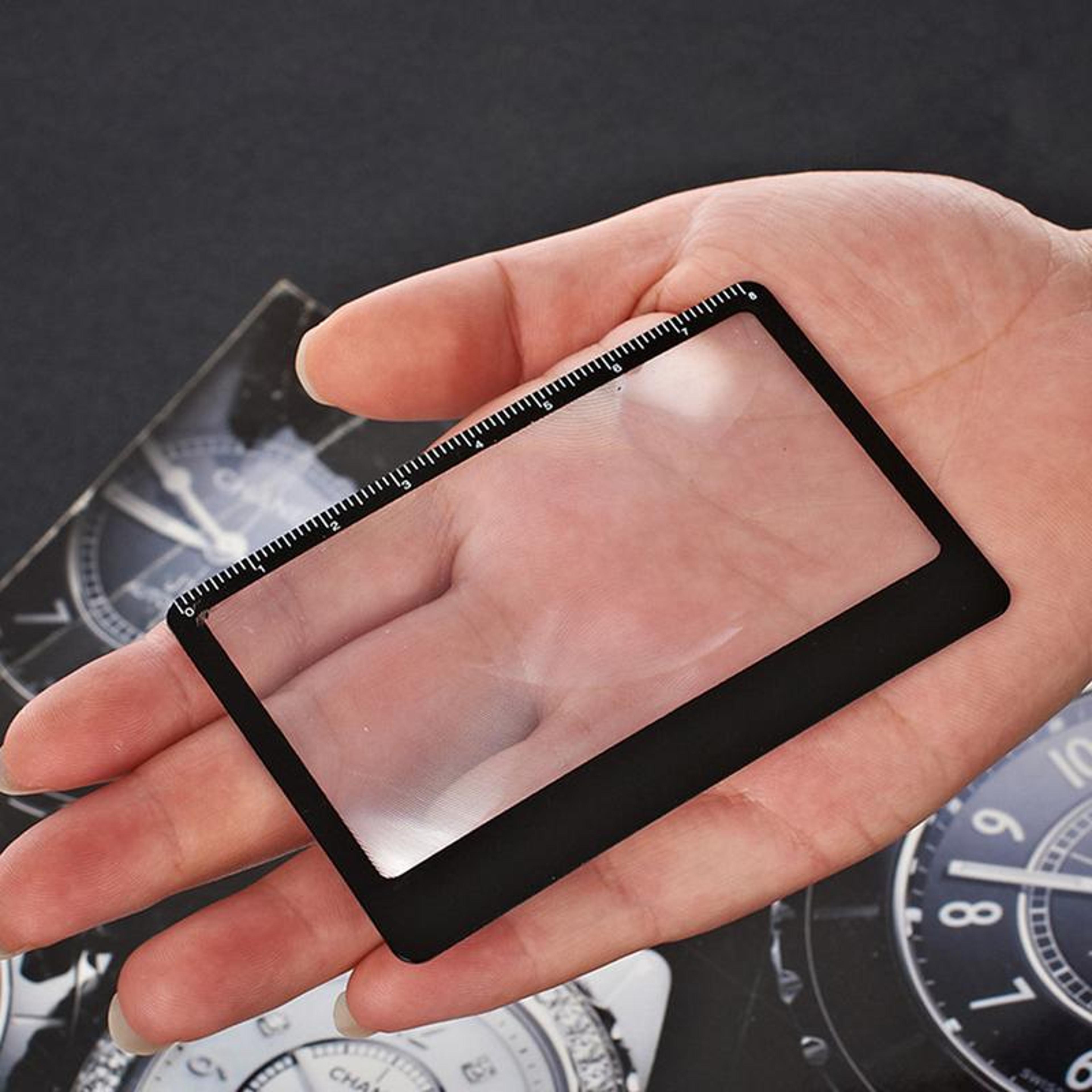 mini magnifying glass wallet card ruler for reading & survival