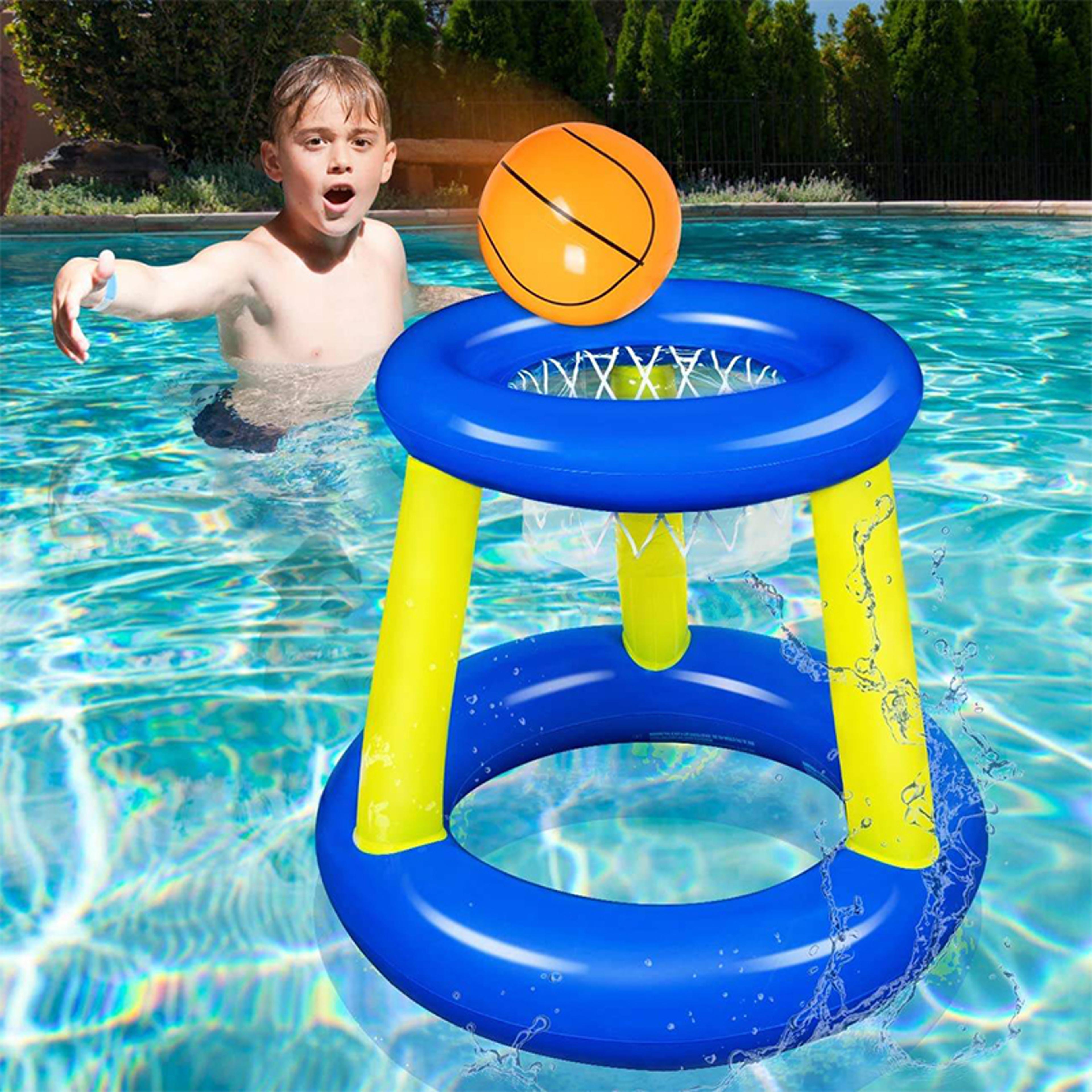 floating inflatable ring game, water party basketball hoop, interactive beach fun toy