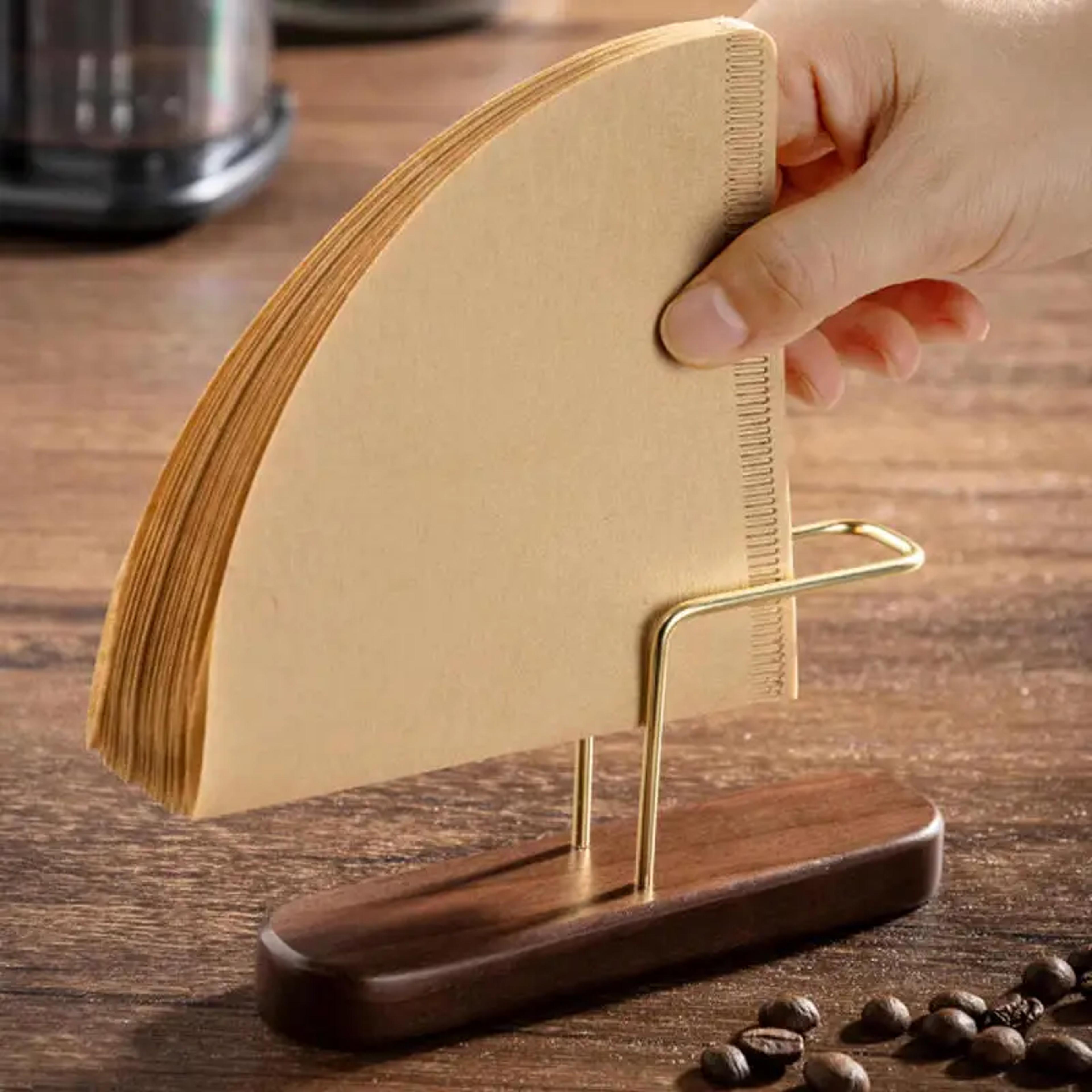 wooden coffee filter paper holder, vertical storage rack for kitchen & office
