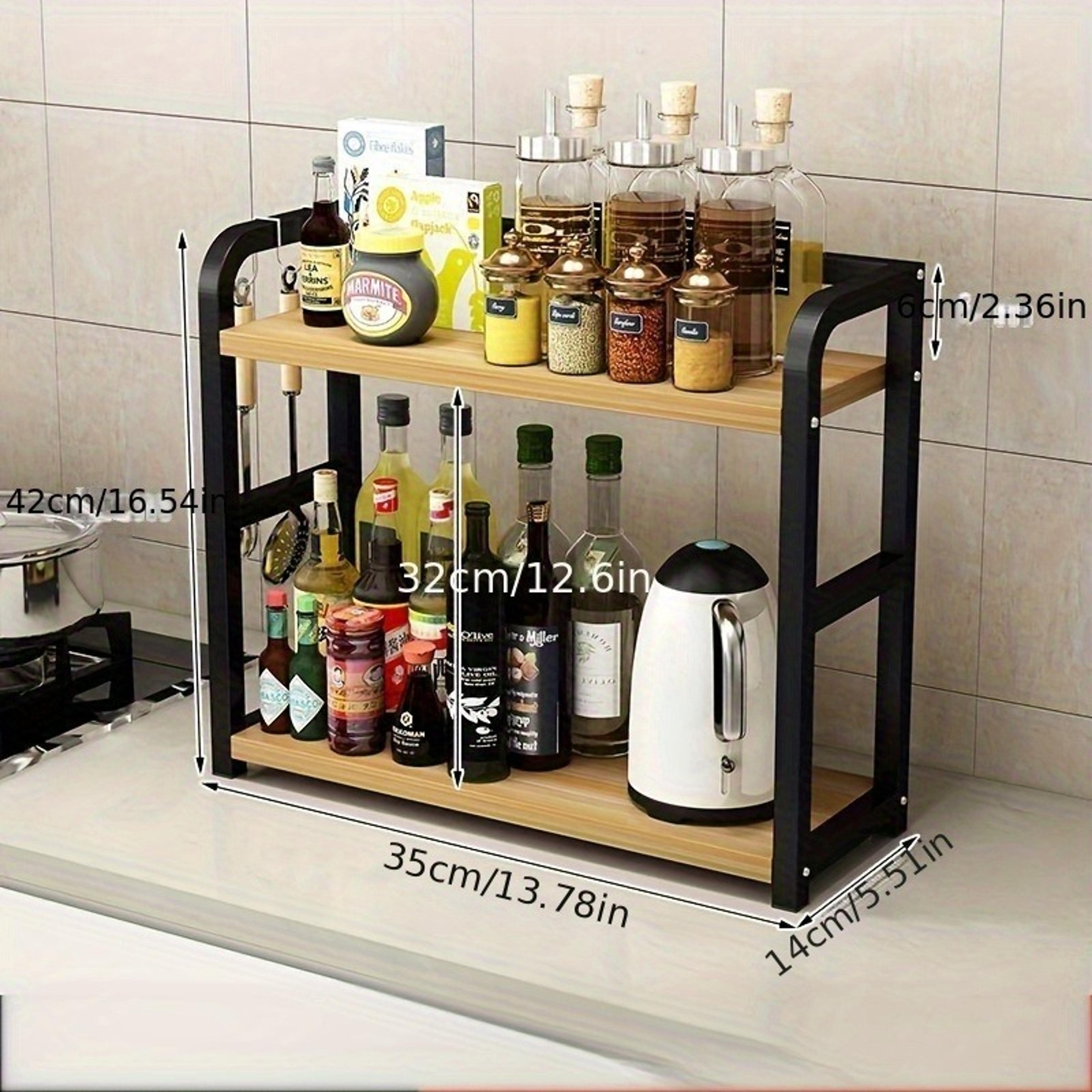 metal counter top shelf space-saving organizer for mugs, condiments & coffee, rustproof kitchen rack