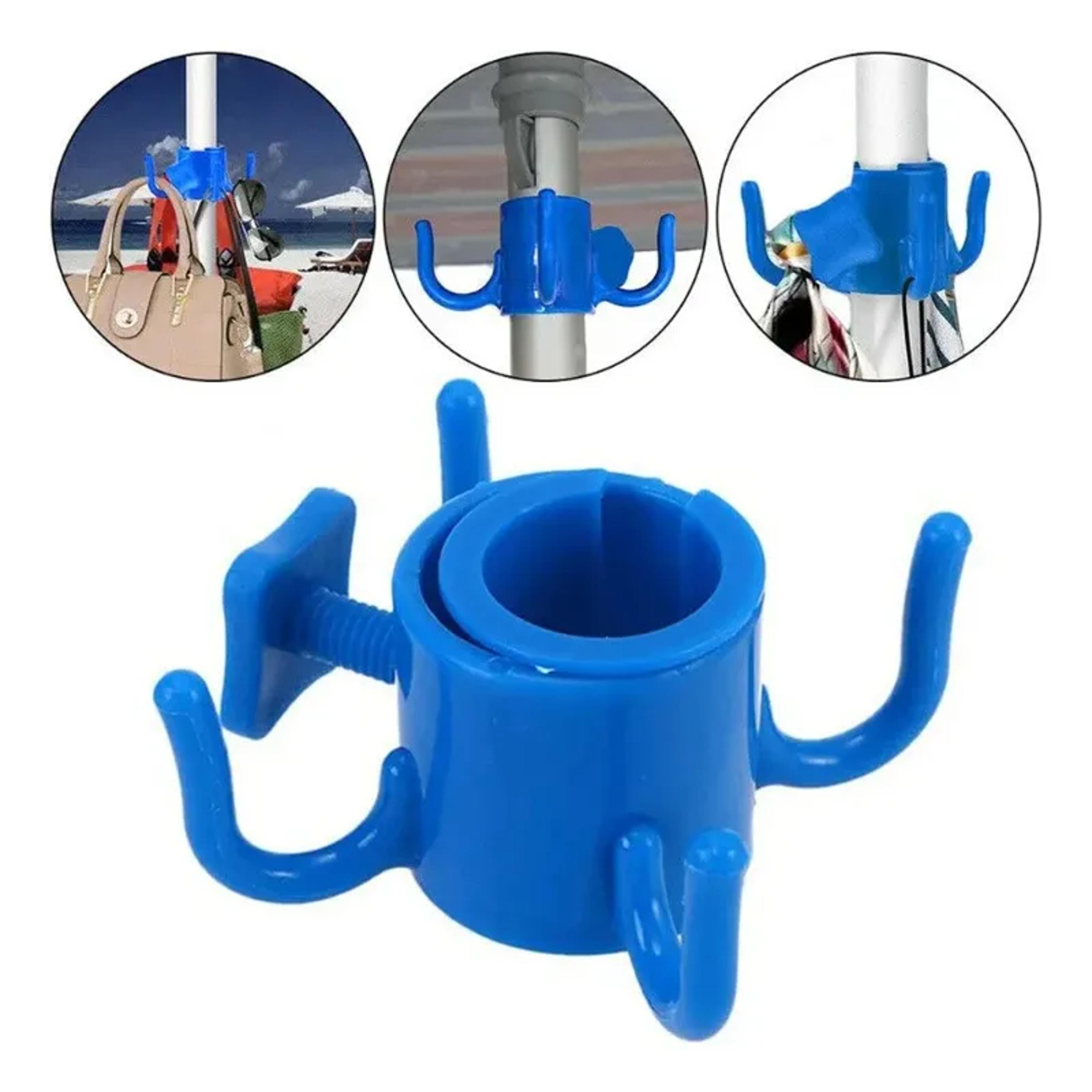 plastic beach umbrella hook, prongs for hanging towels, hats, bags