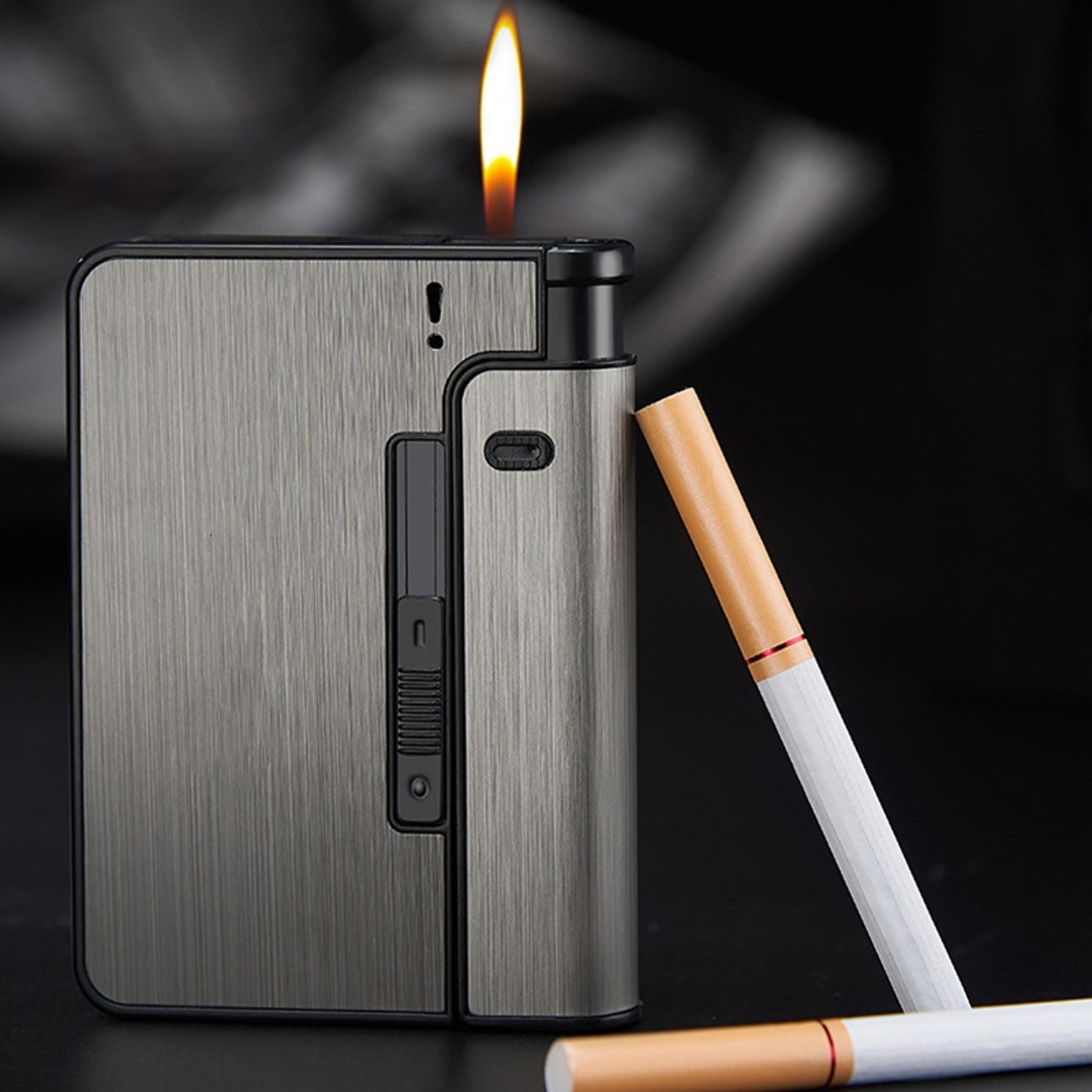 portable automatic cigarette case metal holder box for king size cigarettes gift for men