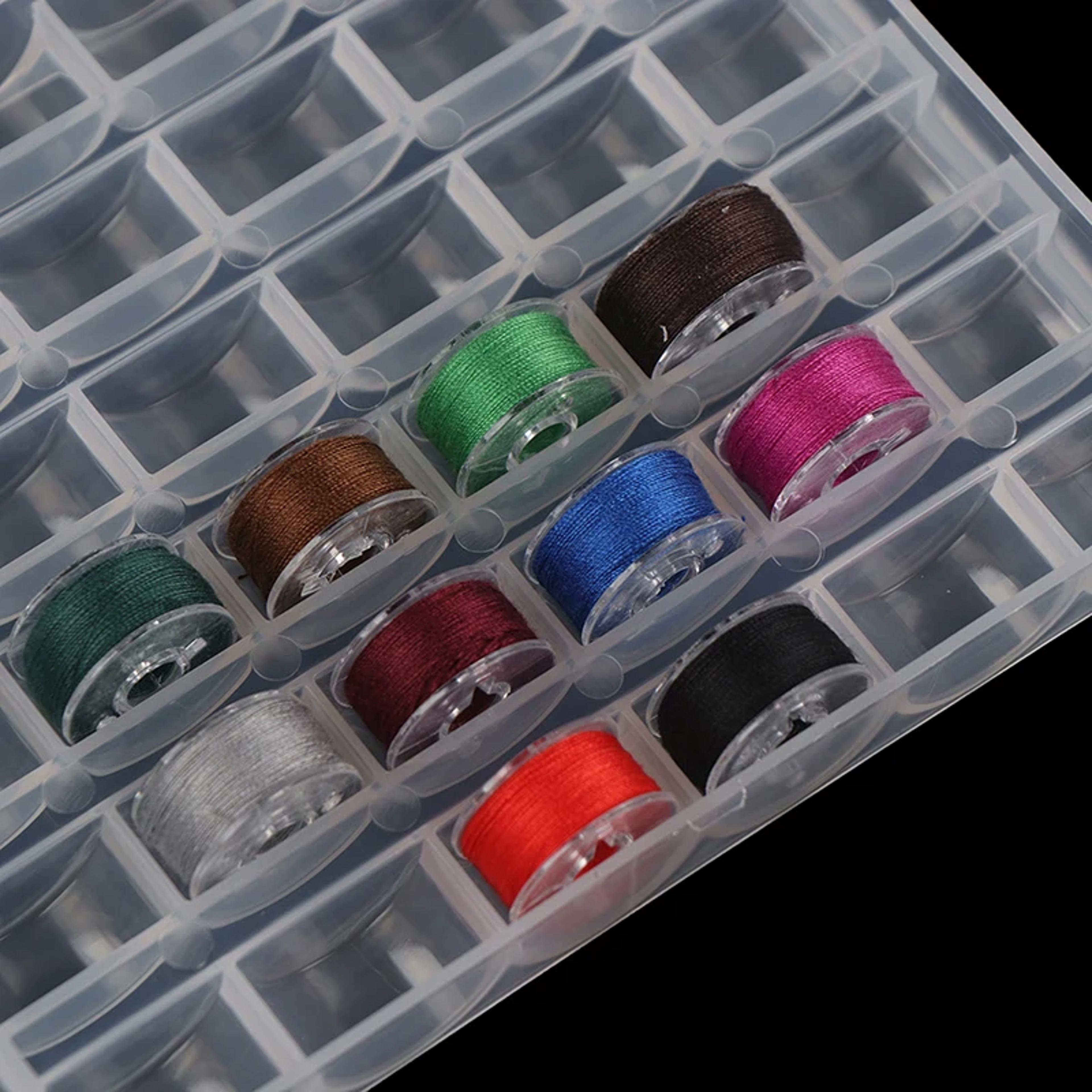 spools empty bobbins storage box, plastic sewing machine bobbin case, knitting needle organiser for sewing accessories
