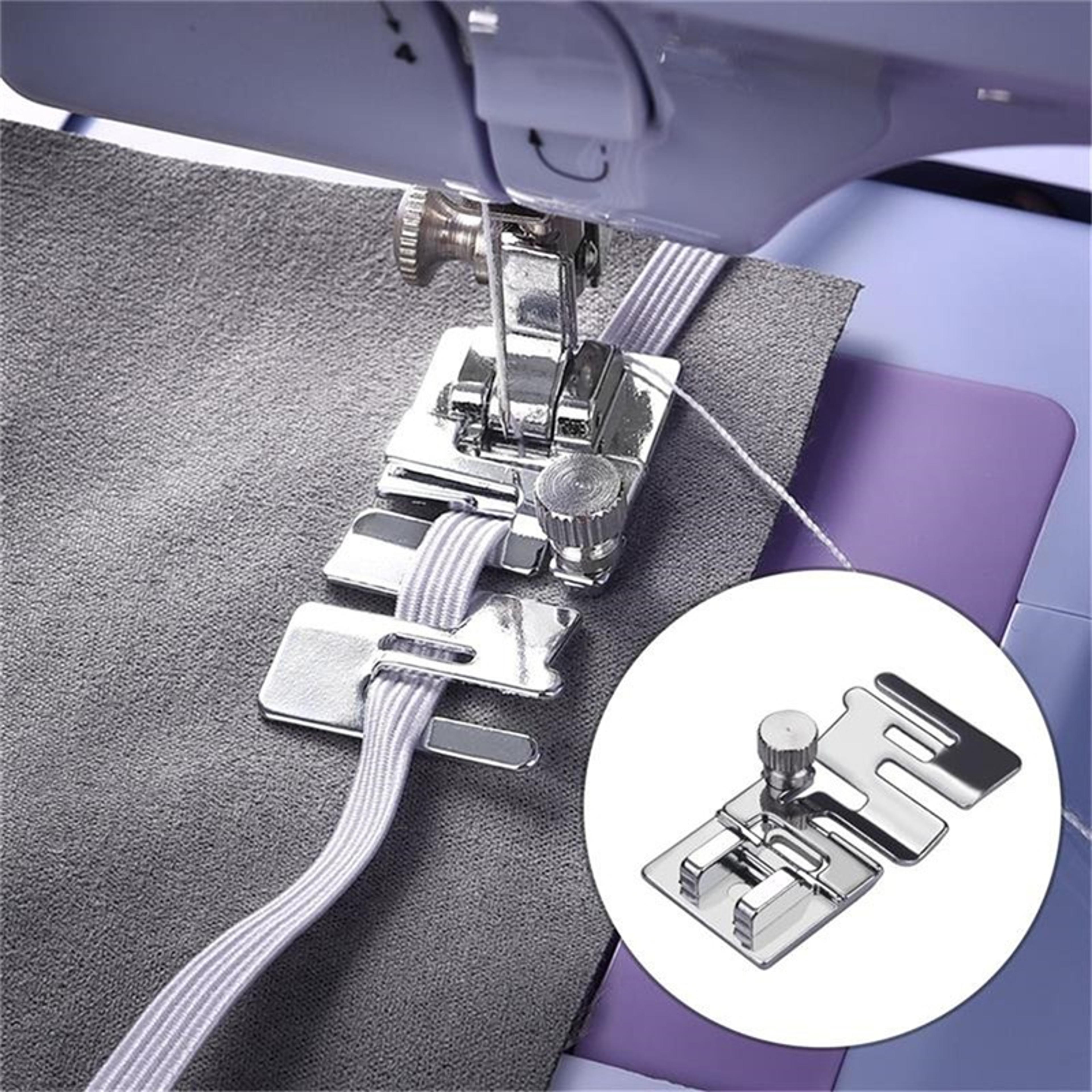 domestic sewing machine foot presser, elastic cord band, rolled hem feet for stretch fabric
