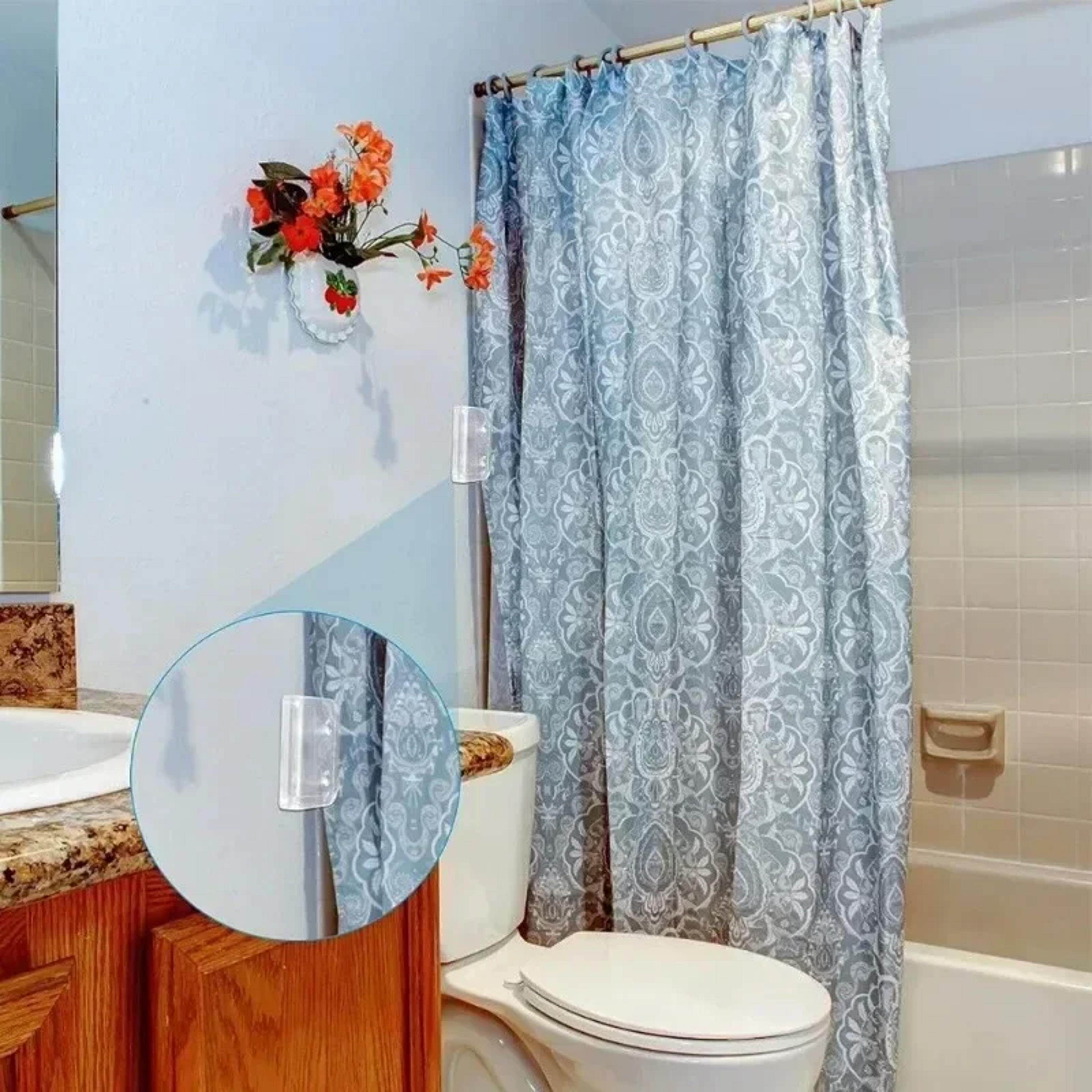 shower curtain clips, non-punching windproof curtain hook, trace less shading cloth edge fixed sticker
