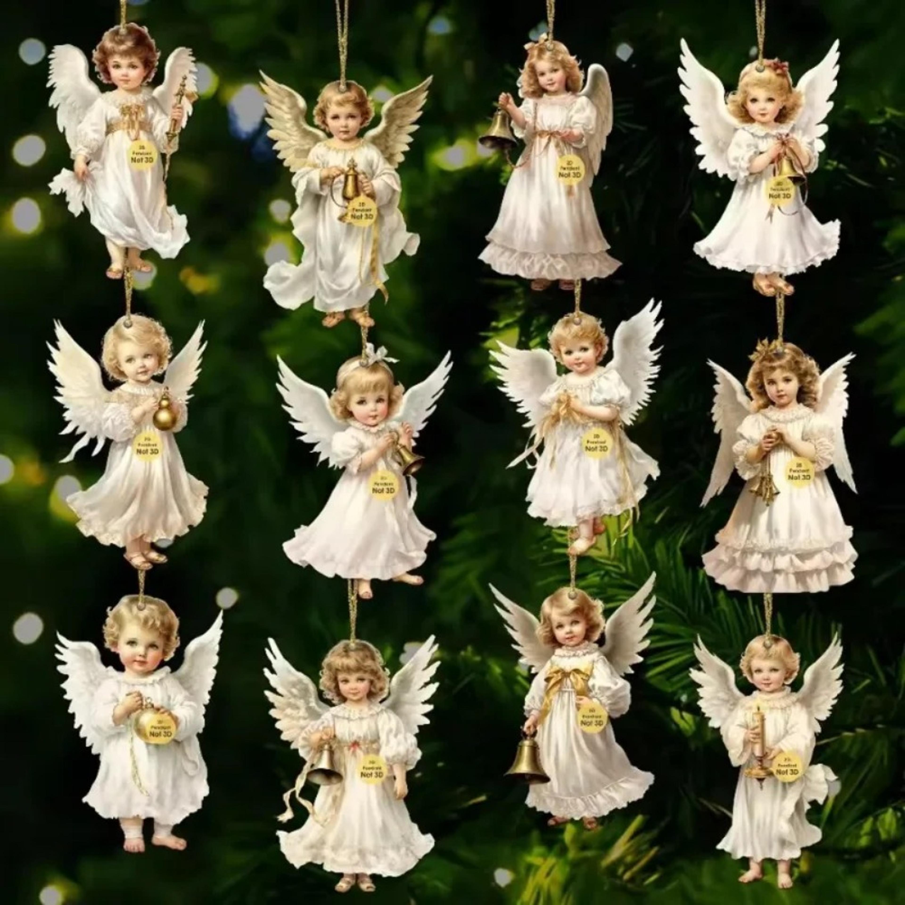 wooden christmas angel ornaments, victorian style tree decorations, holiday party gift