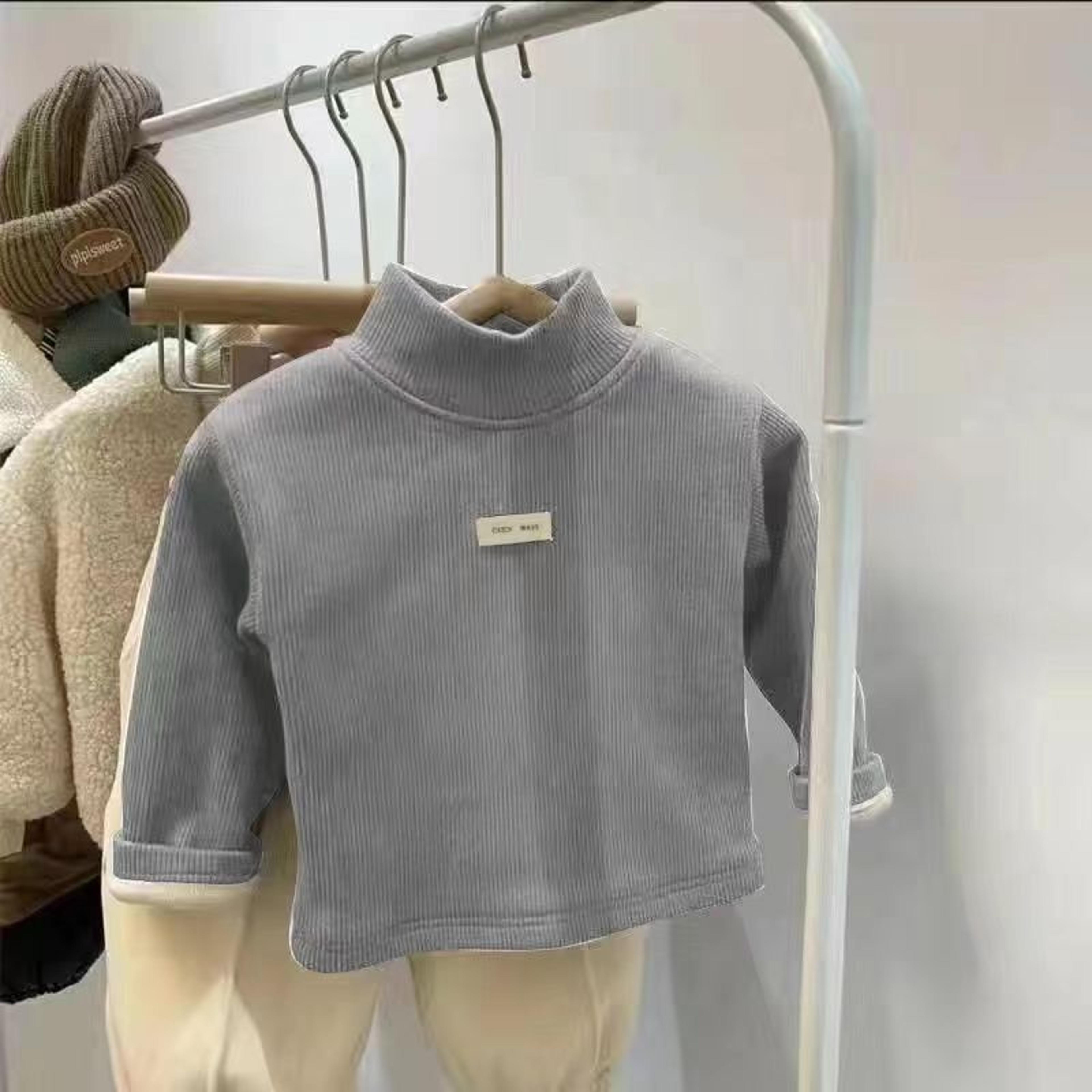 children winter autumn pullover, half high neck long sleeve, baby clothing tops for boys and girls