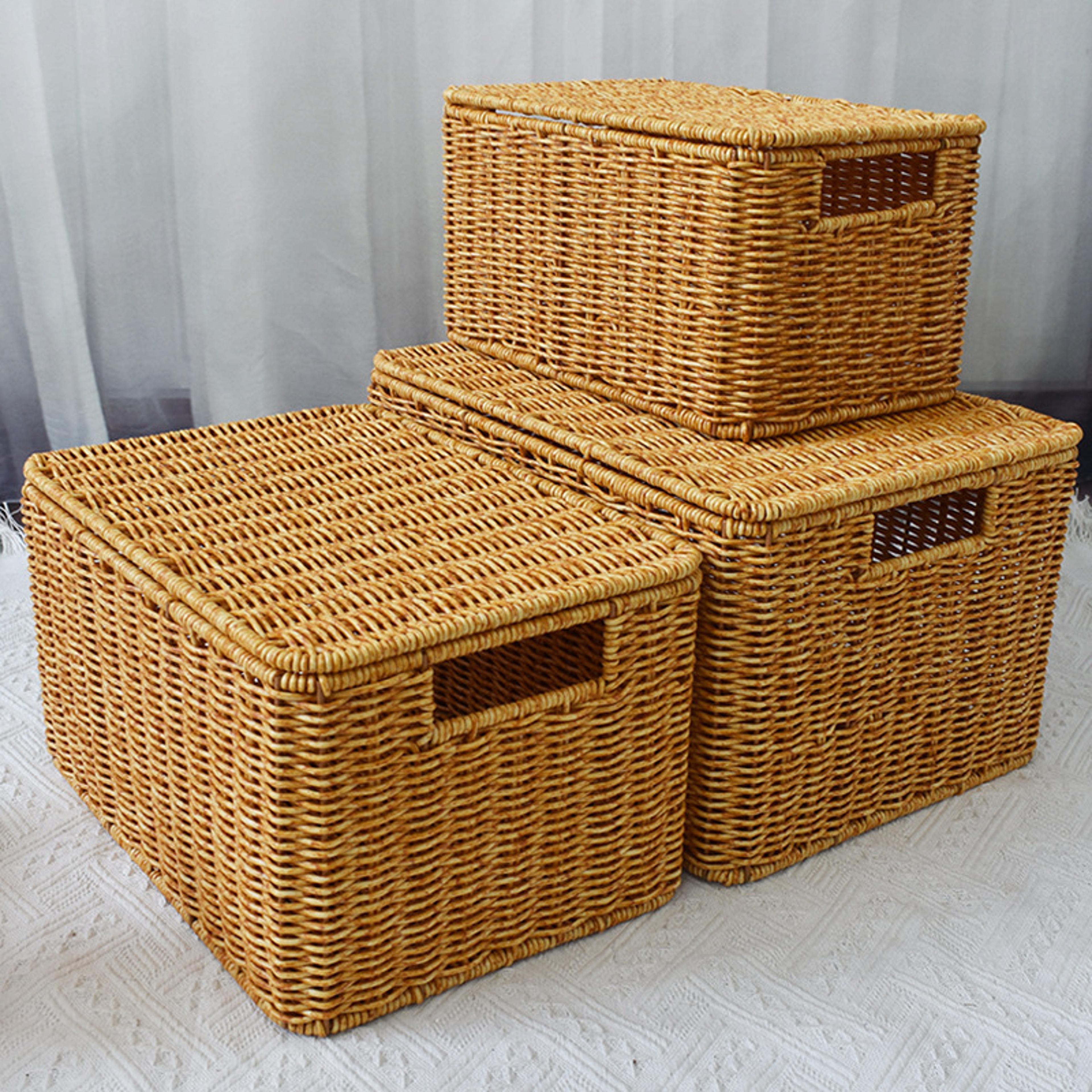 rattan woven oversized storage box, large capacity household box, sorting clothes, quilts, dormitory laundry baskets