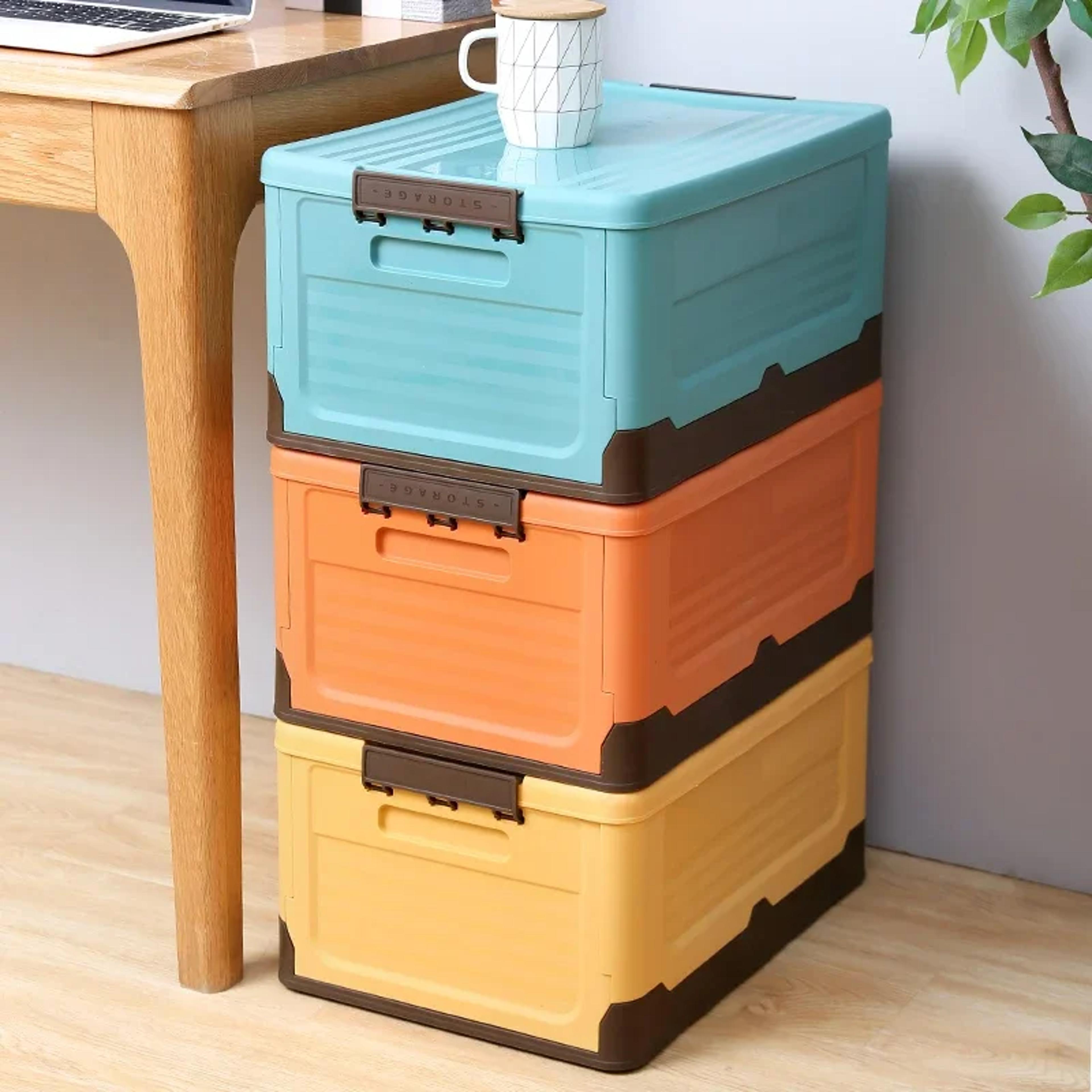 folding storage box, multi-function foldable organizer, plastic sundries storage supplies container, easy to use box
