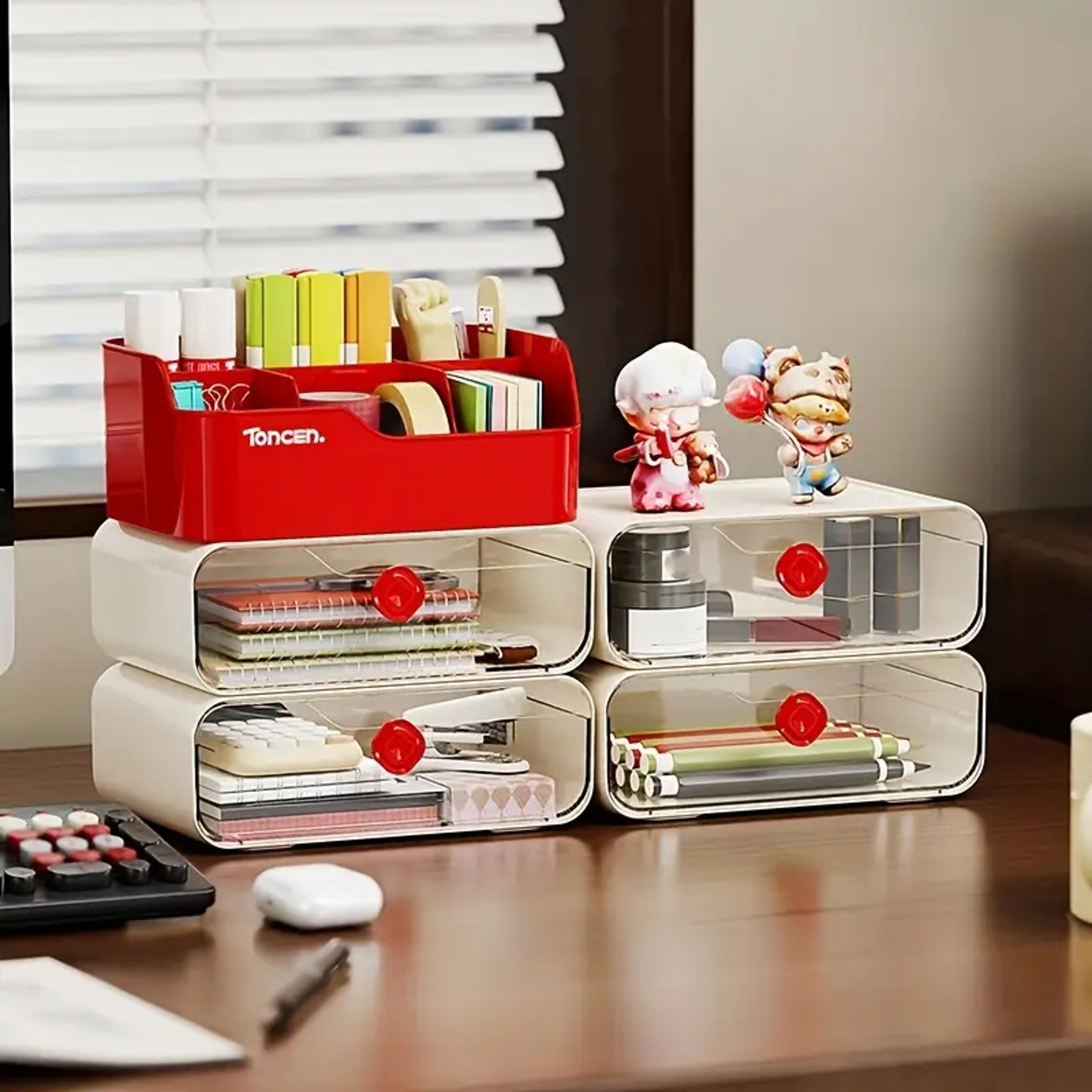 desk organizer with drawers, multi-functional office accessories, storage box, stationery desktop school supplies