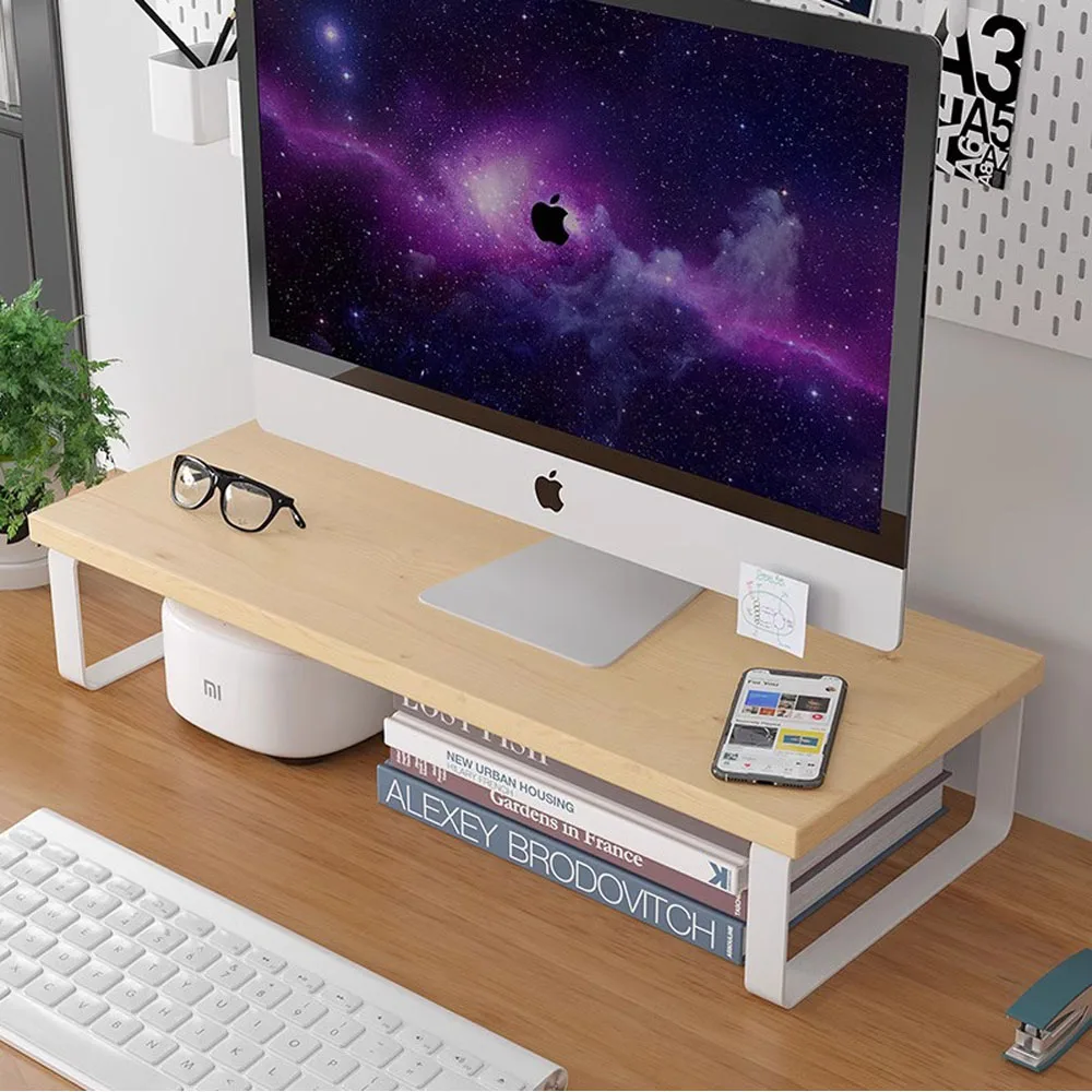 elevated notebook computer stand, desktop computer screen storage, desktop elevated storage pad for organization