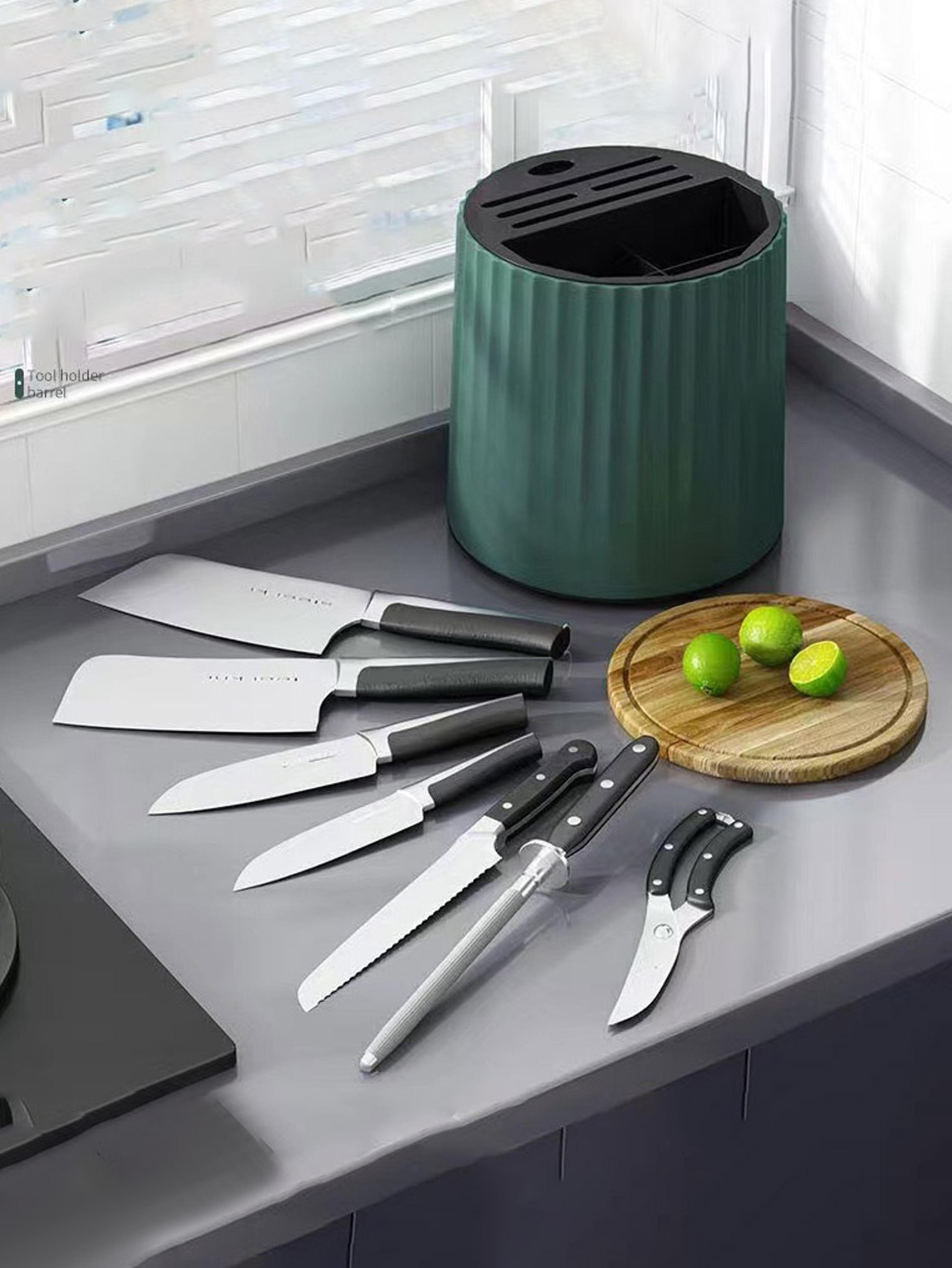 rotation knife holder stand, multifunctional rotating knives stand, removable chopsticks, cutlery utensil storage tank