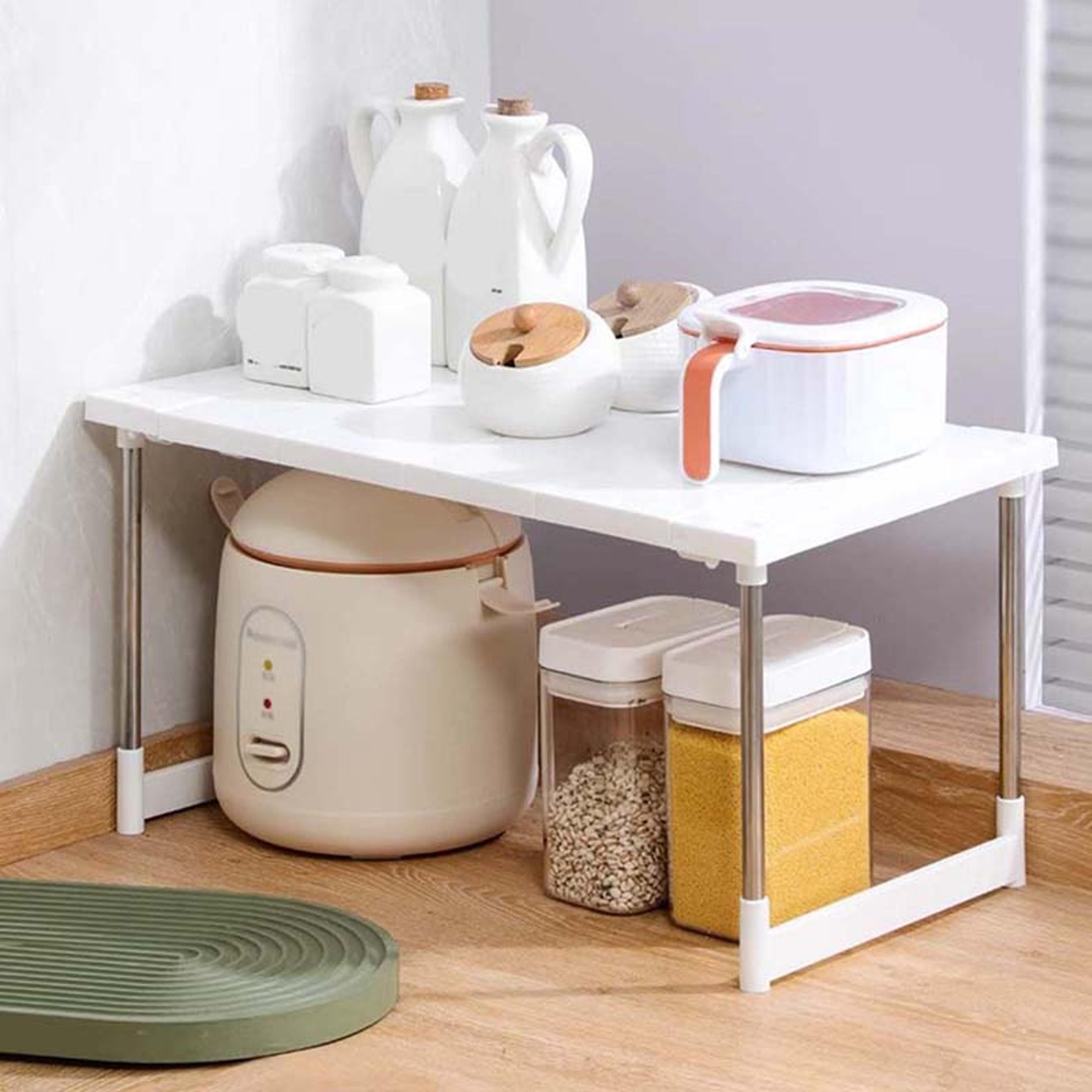 stackable storage rack, wardrobe layered partition rack, closet sorting shelves, telescopic sink holder