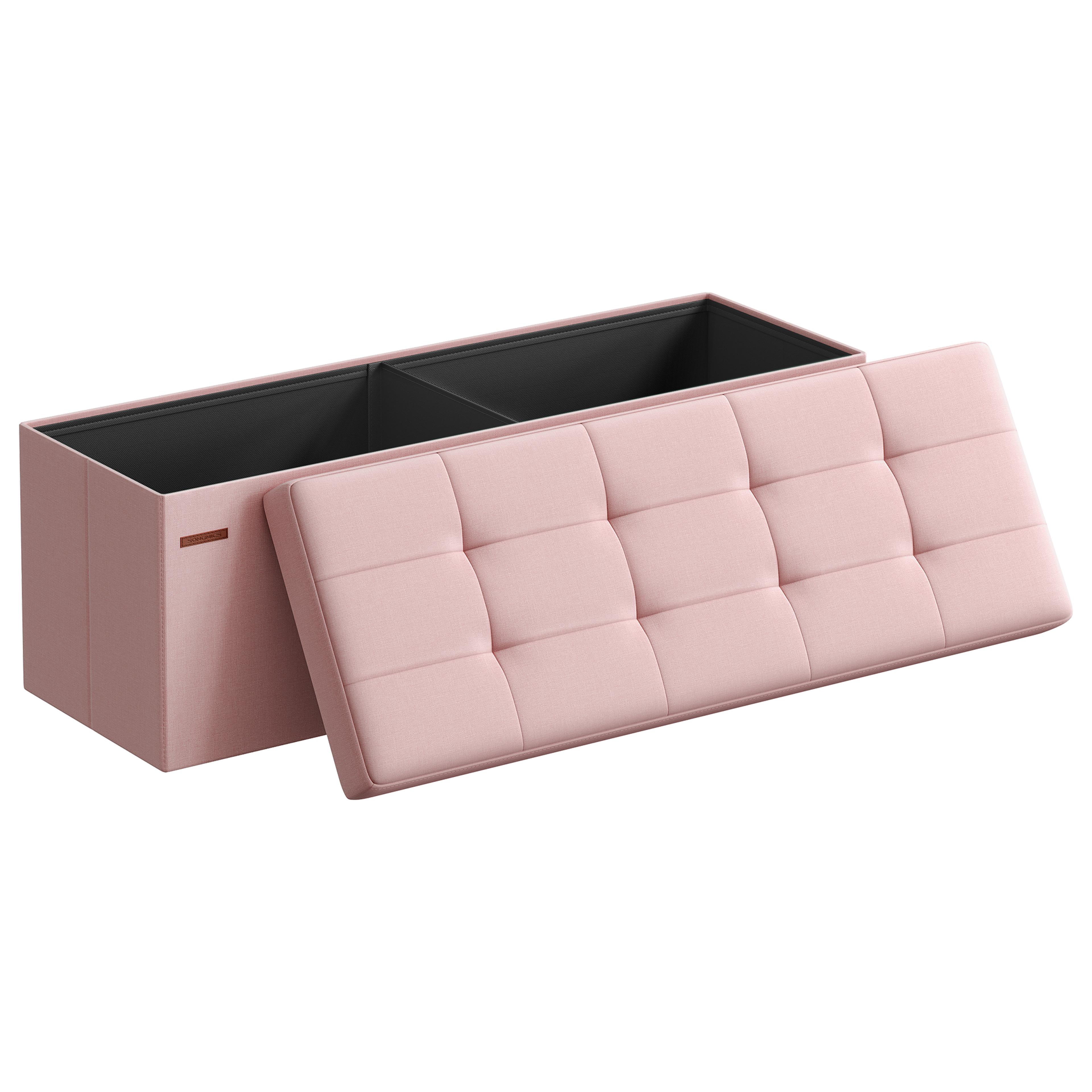 mazie collection folding storage ottoman bench, ottoman foot rest, end of bed bench, storage chest