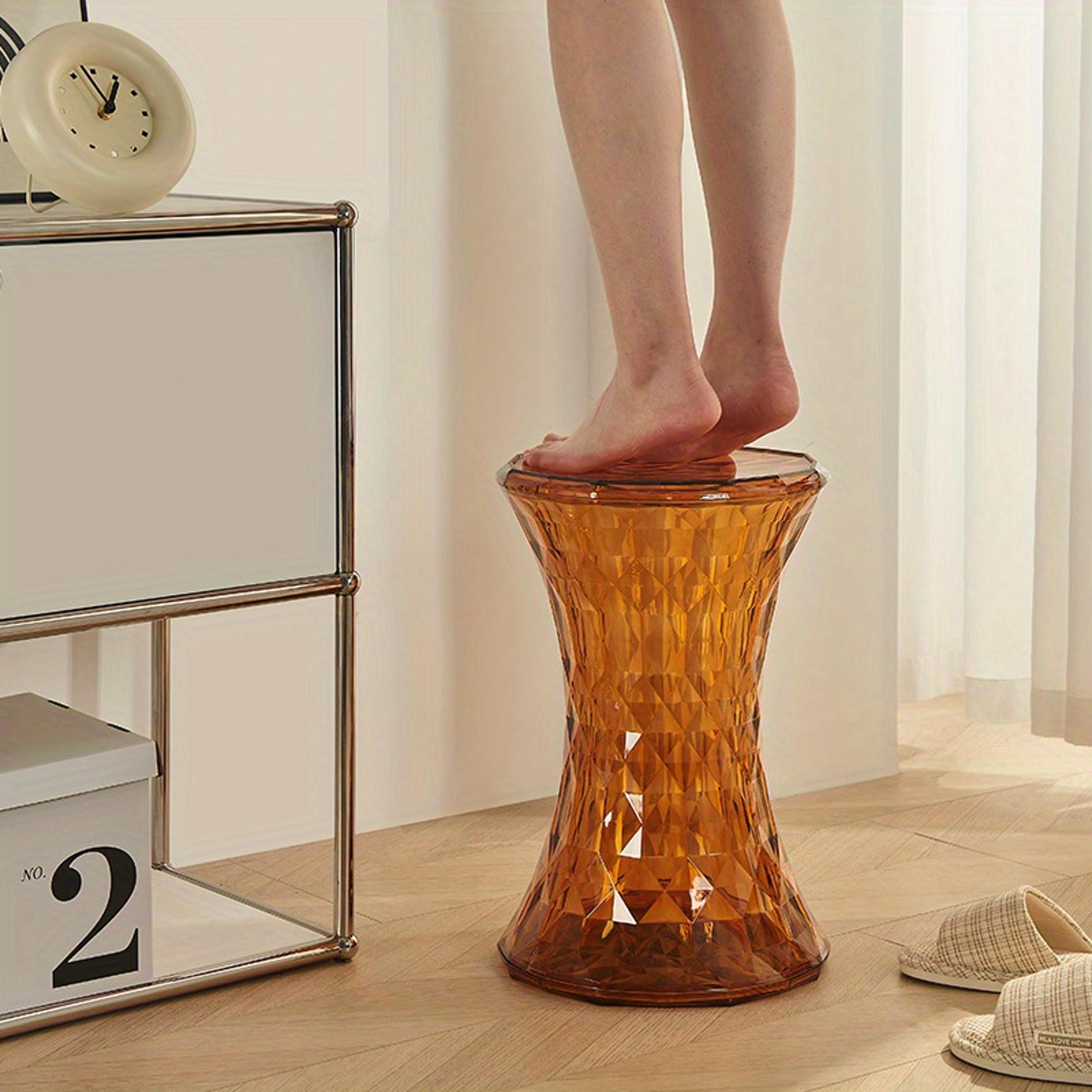 storage stool, luxurious acrylic transparent stool, multi-purpose bathroom stool & living room stool, modern decorative