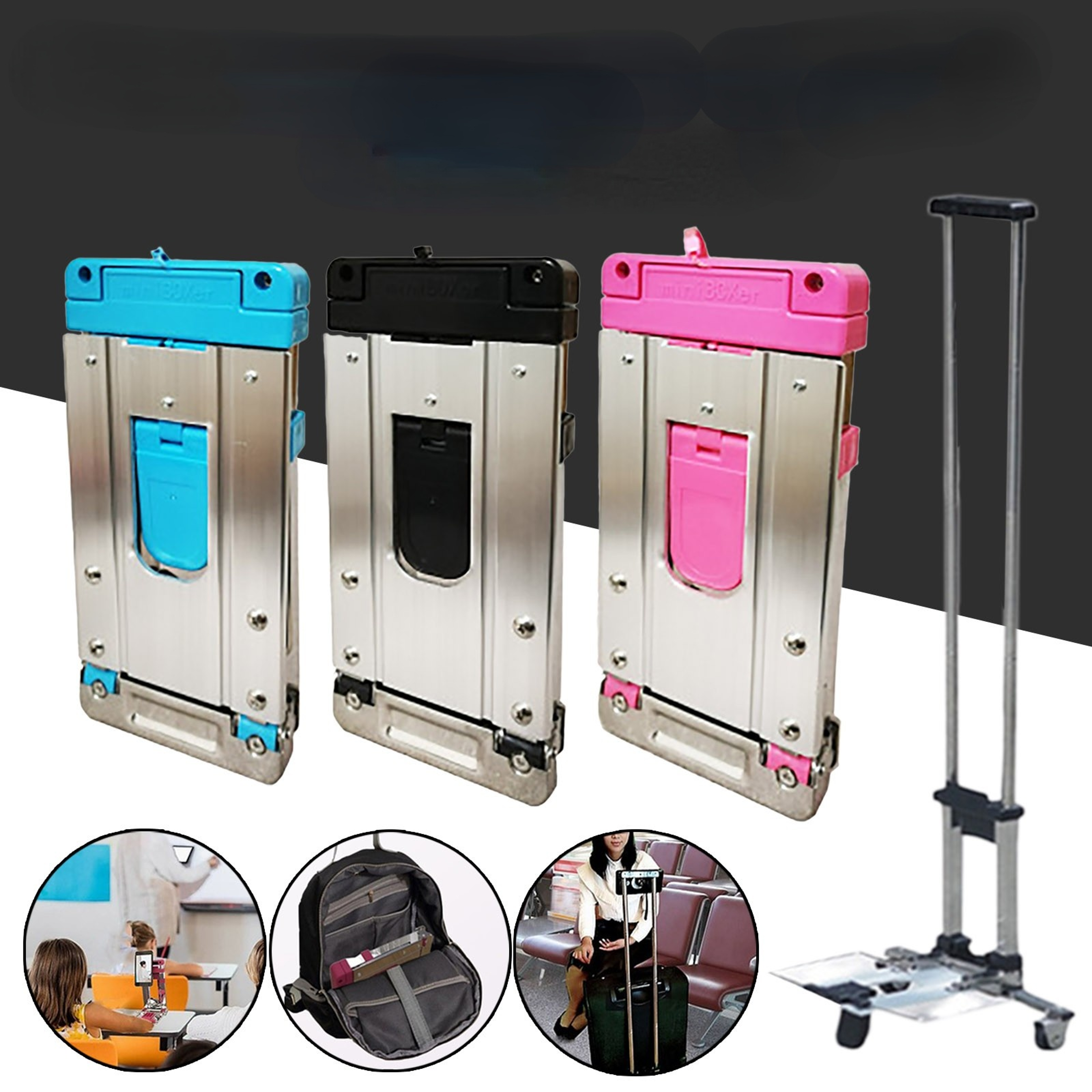 folding portable mini shopping trolley, family travel shopping cart, collapsible storage basket with elastic bandages