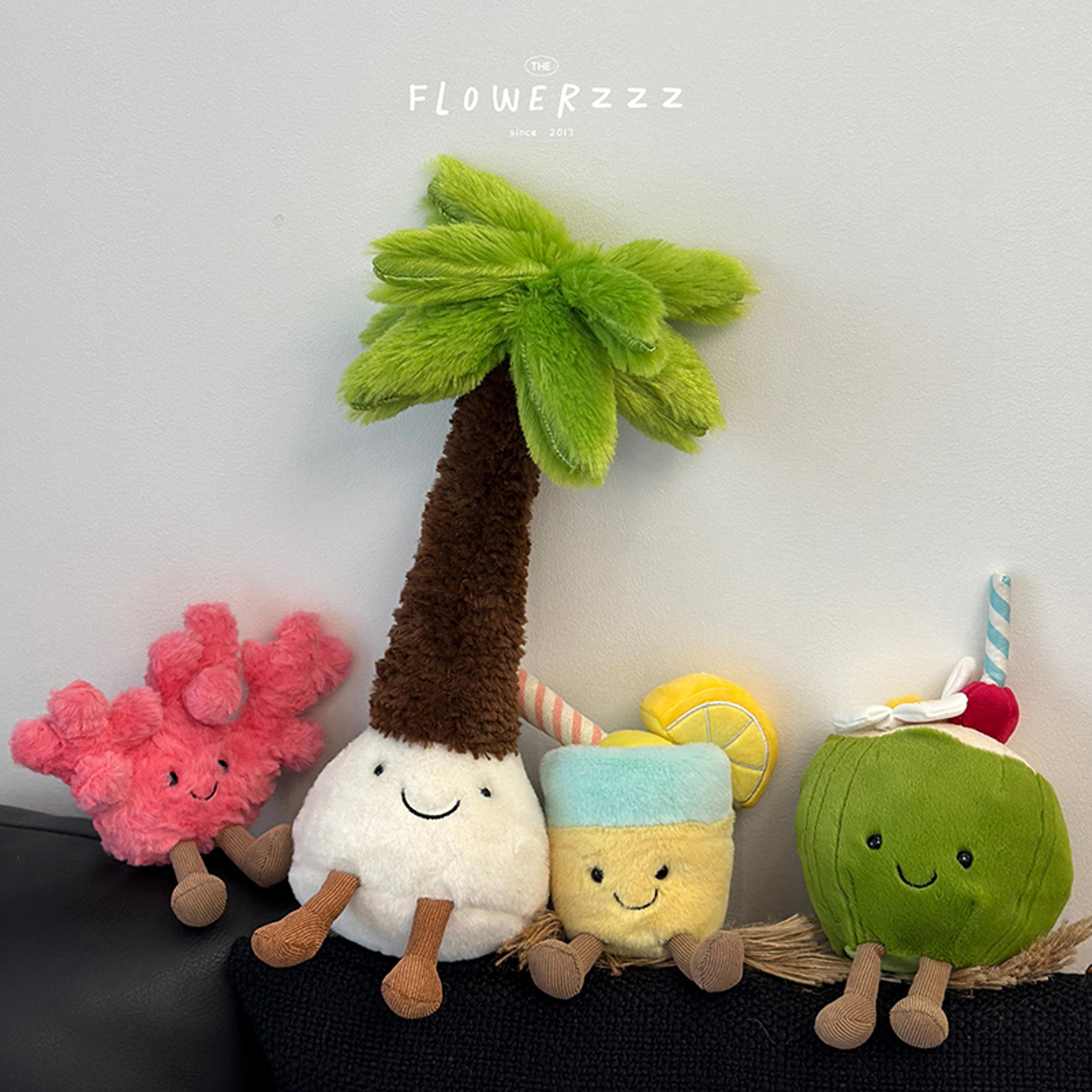lemonade coconut plushies, very soft palm tree red coral plush toy, cartoon doll home decor, xmas gifts for girls