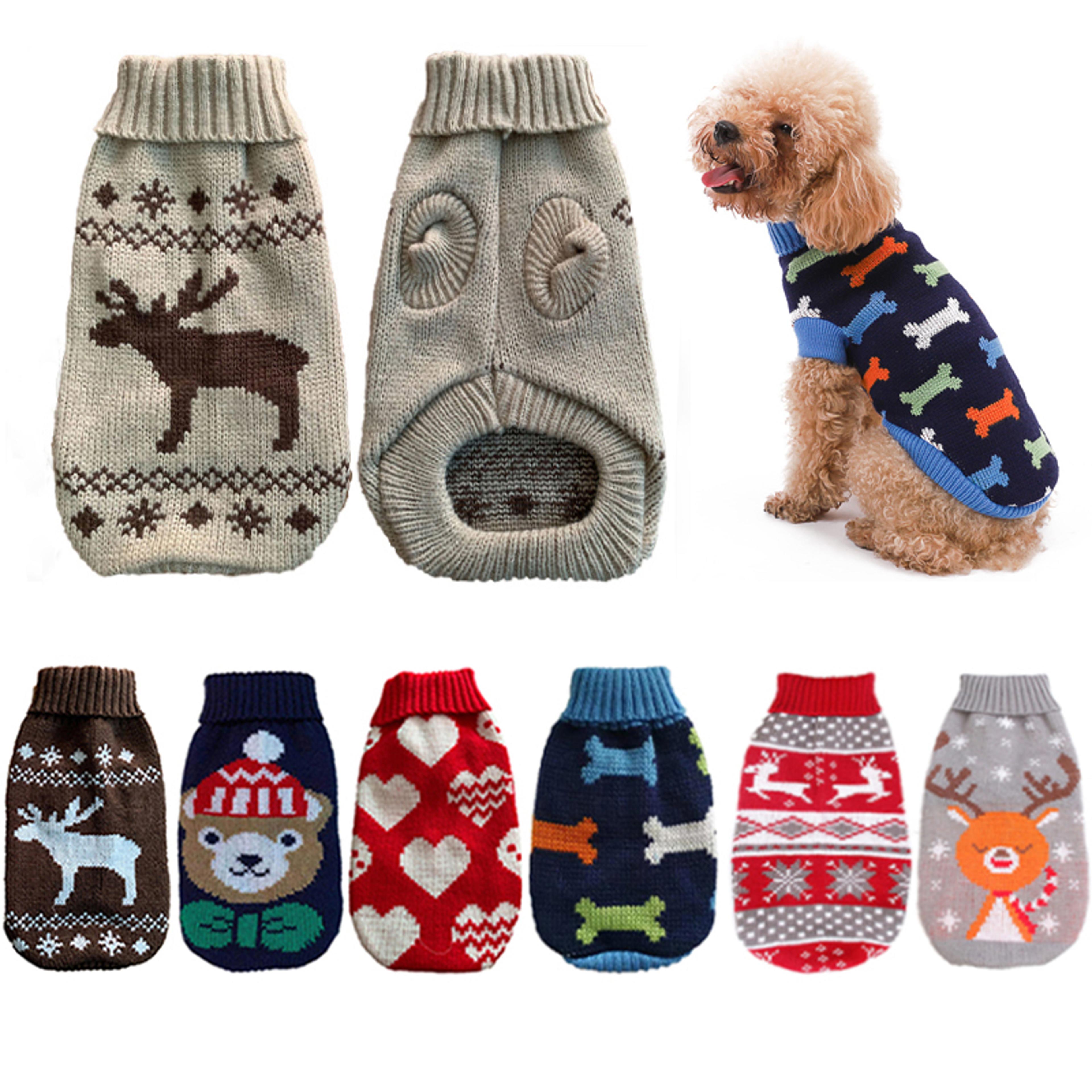 warm pet dog sweater, winter dog clothes for small medium dogs, knitted puppy cat coat for chihuahua, french bulldogs