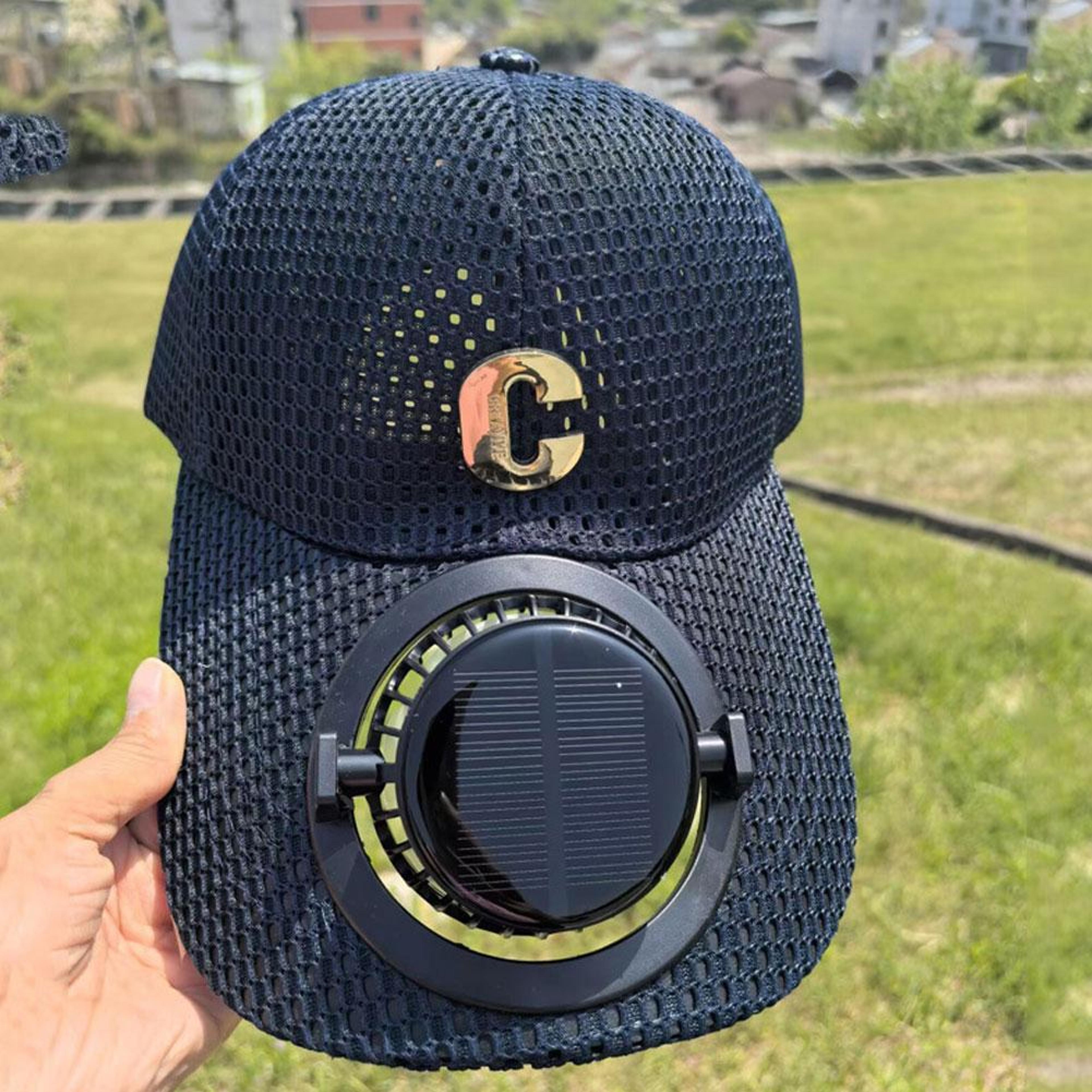 breathable mesh sun protection cap, solar charging hat, outdoor fishing snapback trucker cap, comfortable uv protection