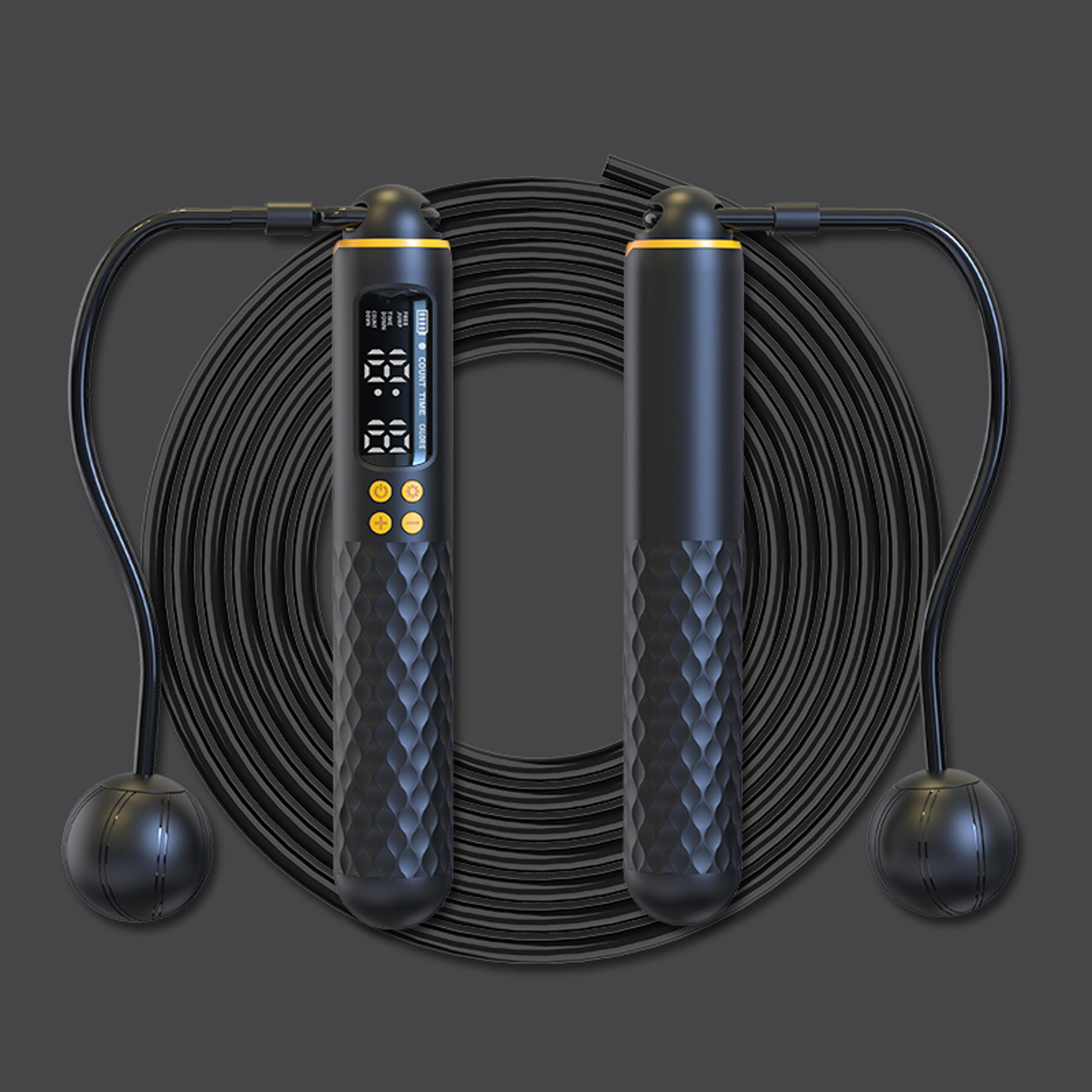 new rechargeable usb jump rope, adjustable wire rope, digital wireless trainer with calorie counter