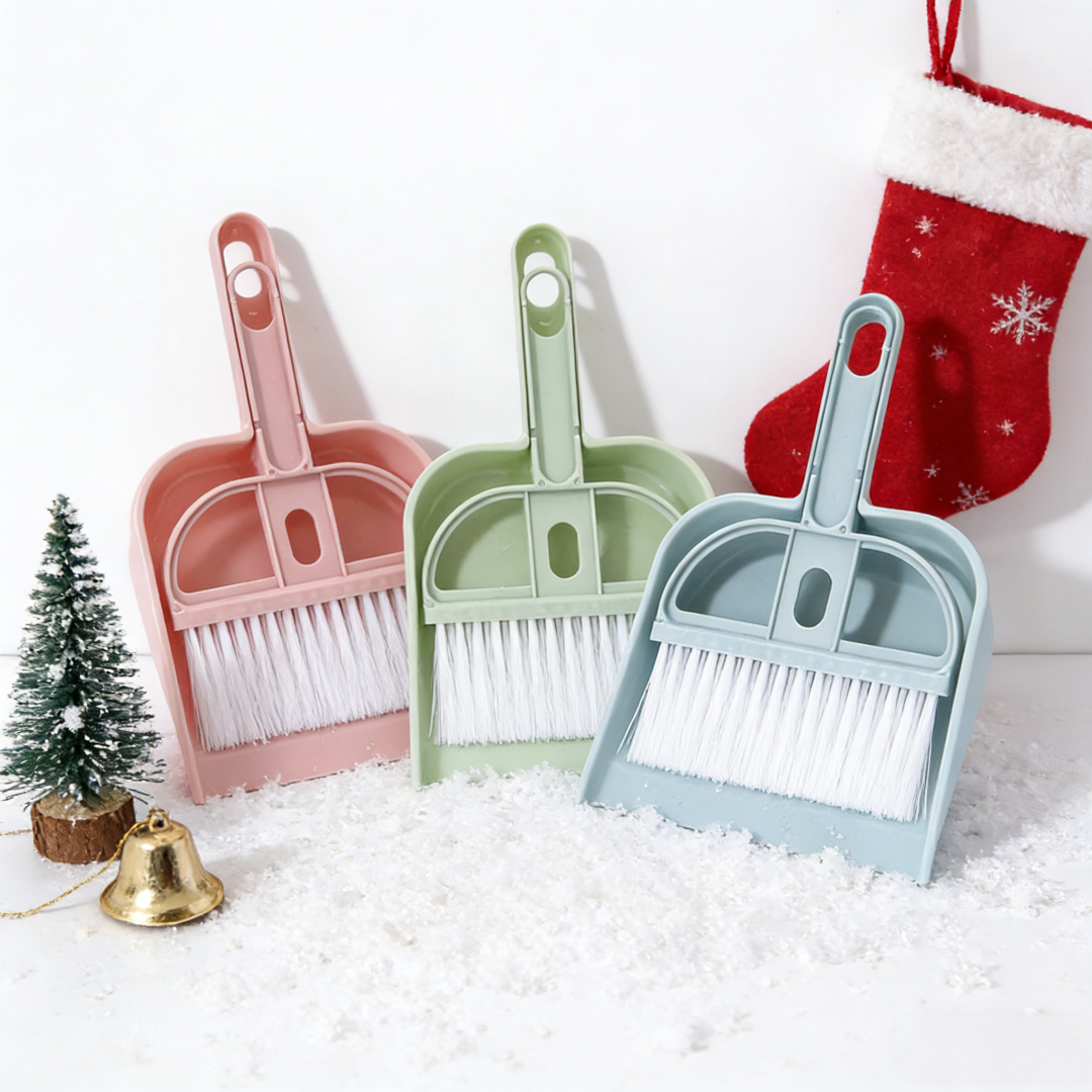 christmas gift mini desk broom & dustpan set, stocking stuffers cozy home desktop cleaning tool, holiday cleaning gift