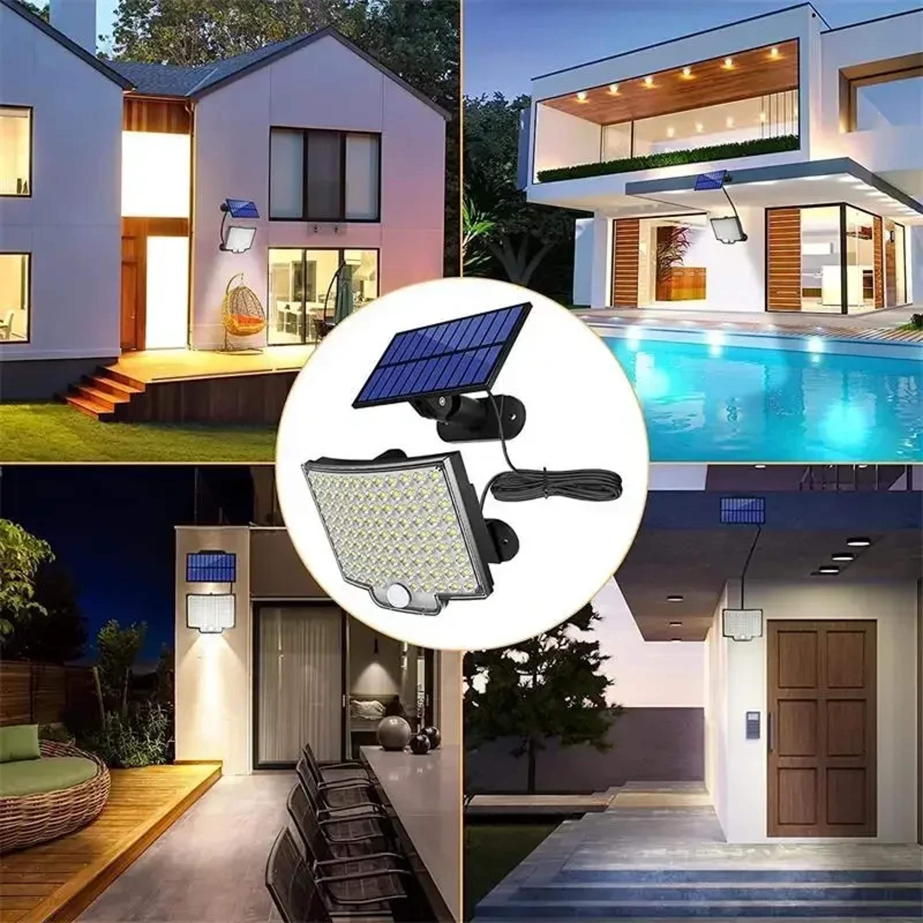split solar lamp, lighting modes, outdoor wall light, pir motion sensor, waterproof garden lamp for garage