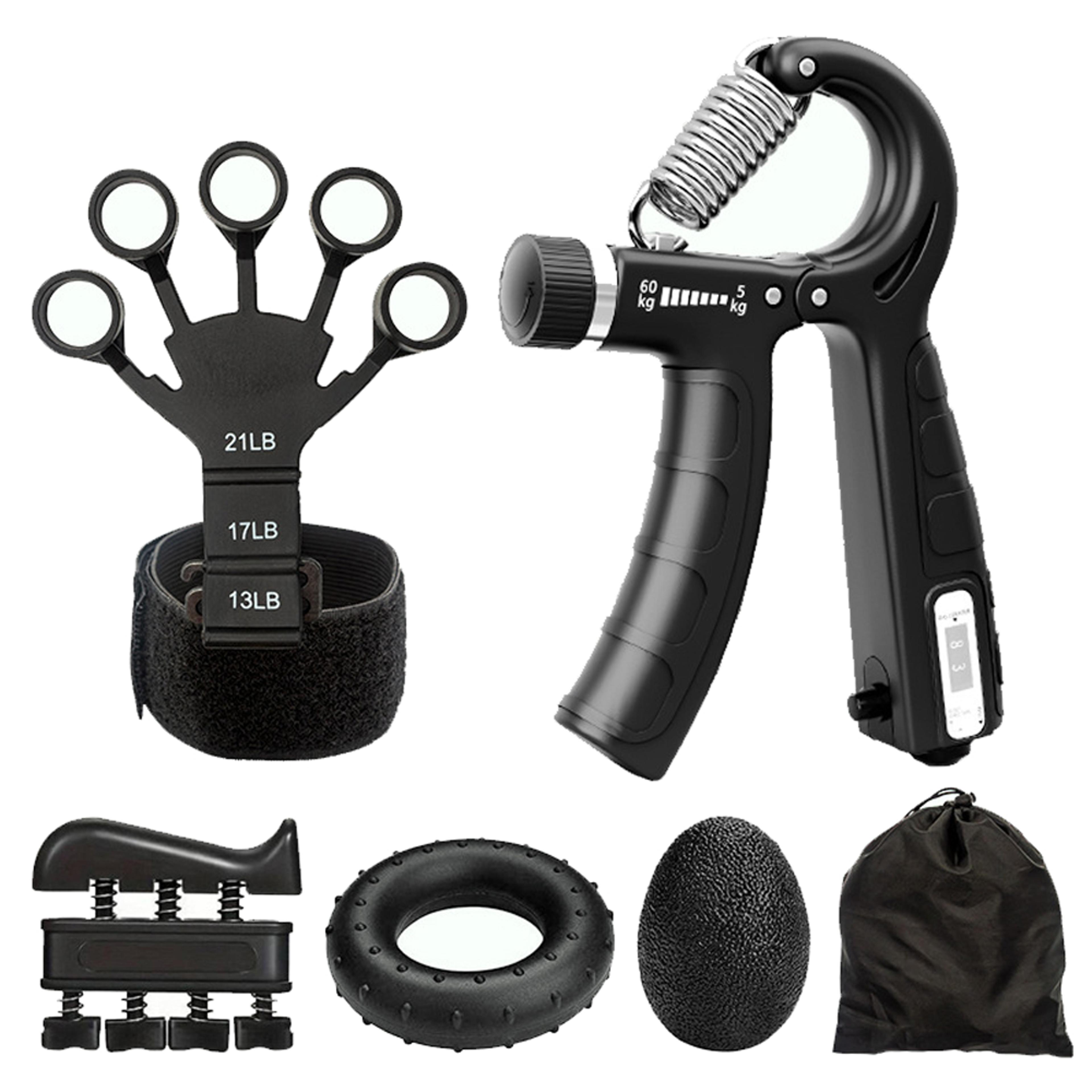 grip trainer kit, adjustable hand gripper, finger strength exerciser, forearm ring for muscle build fitness, stress ball