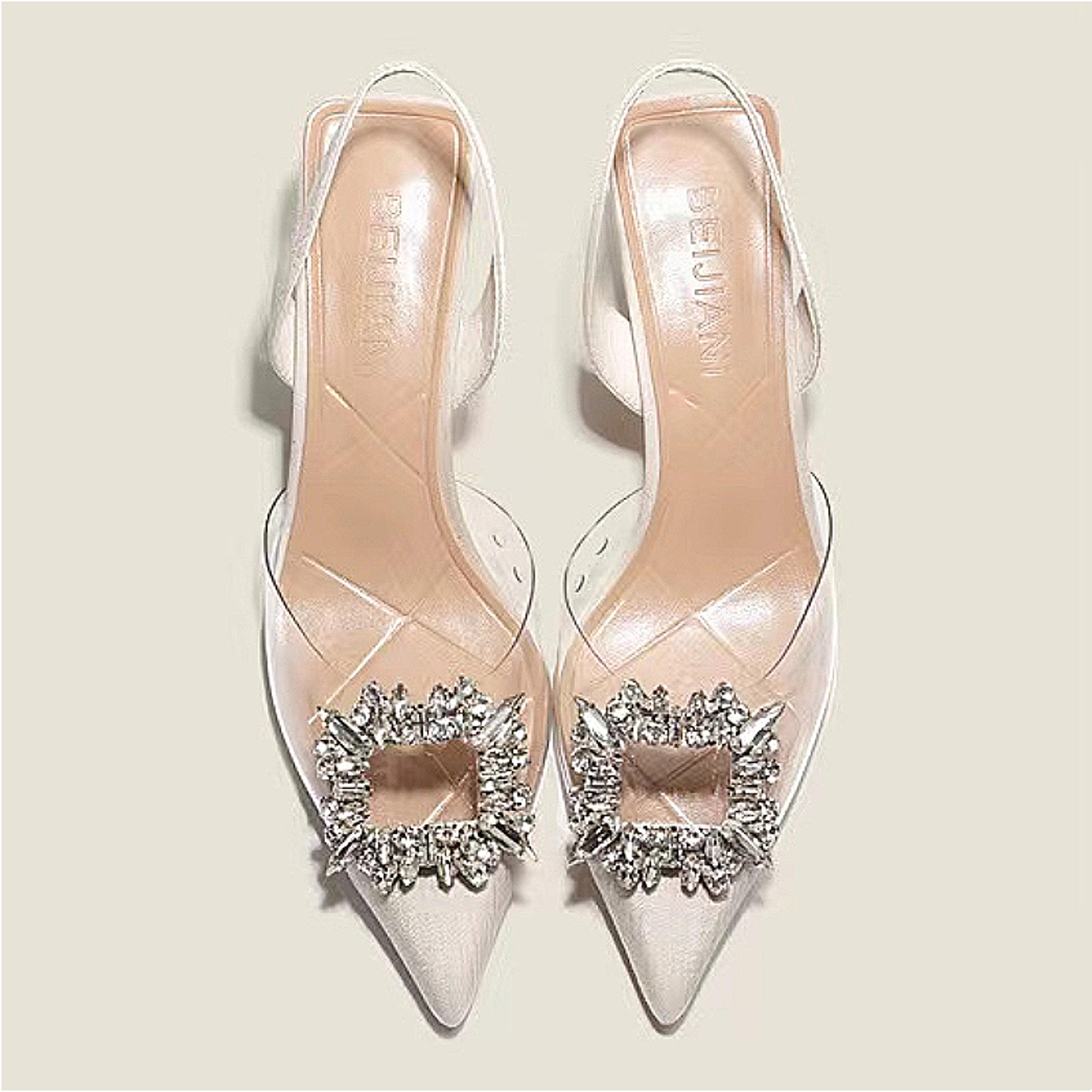 spring and autumn fashion sexy banquet comfortable crystal transparent pointed toe women high heels