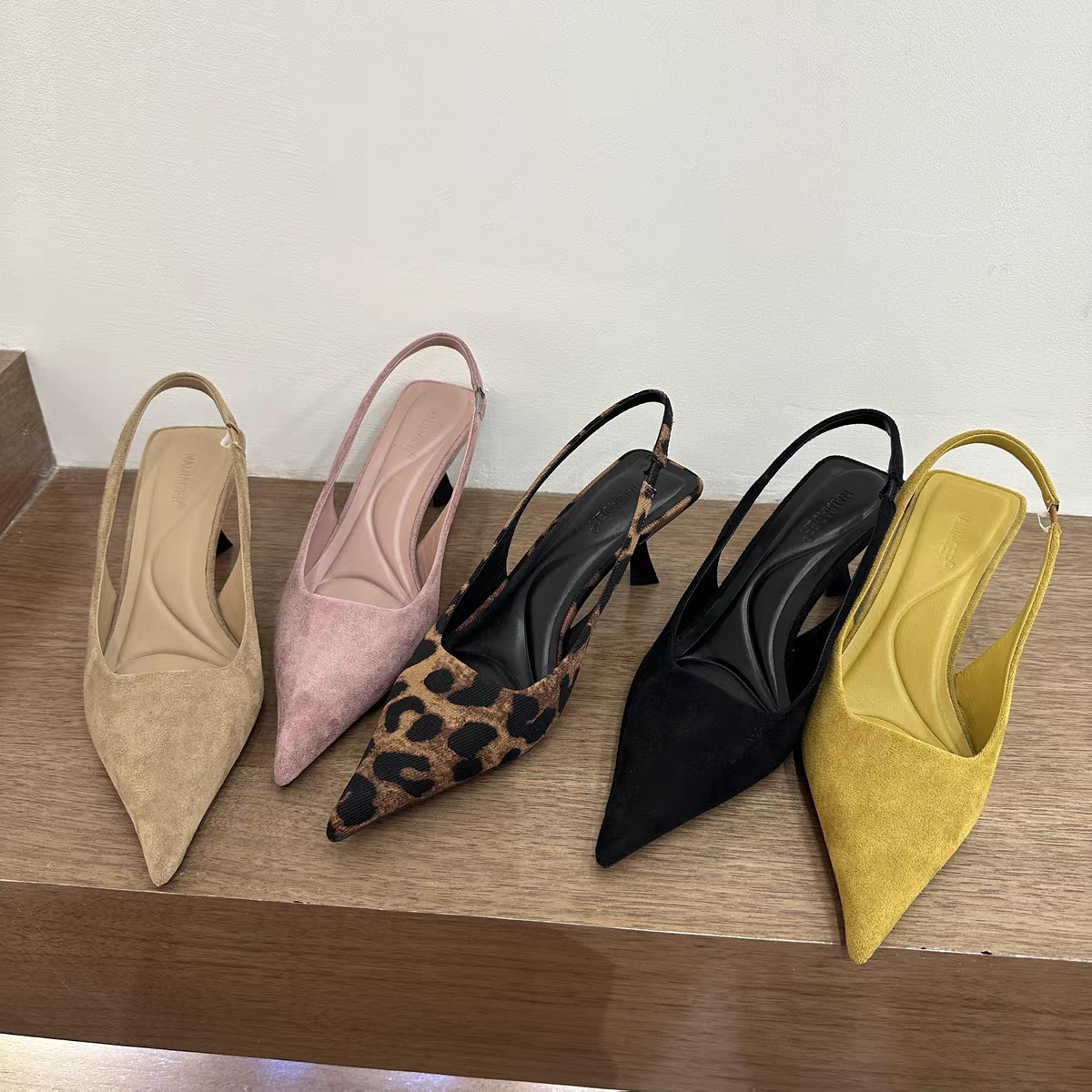 summer slip on leopard women sandals shoes, fashion pointed toe high heel, stripper party ladies sandal shoes