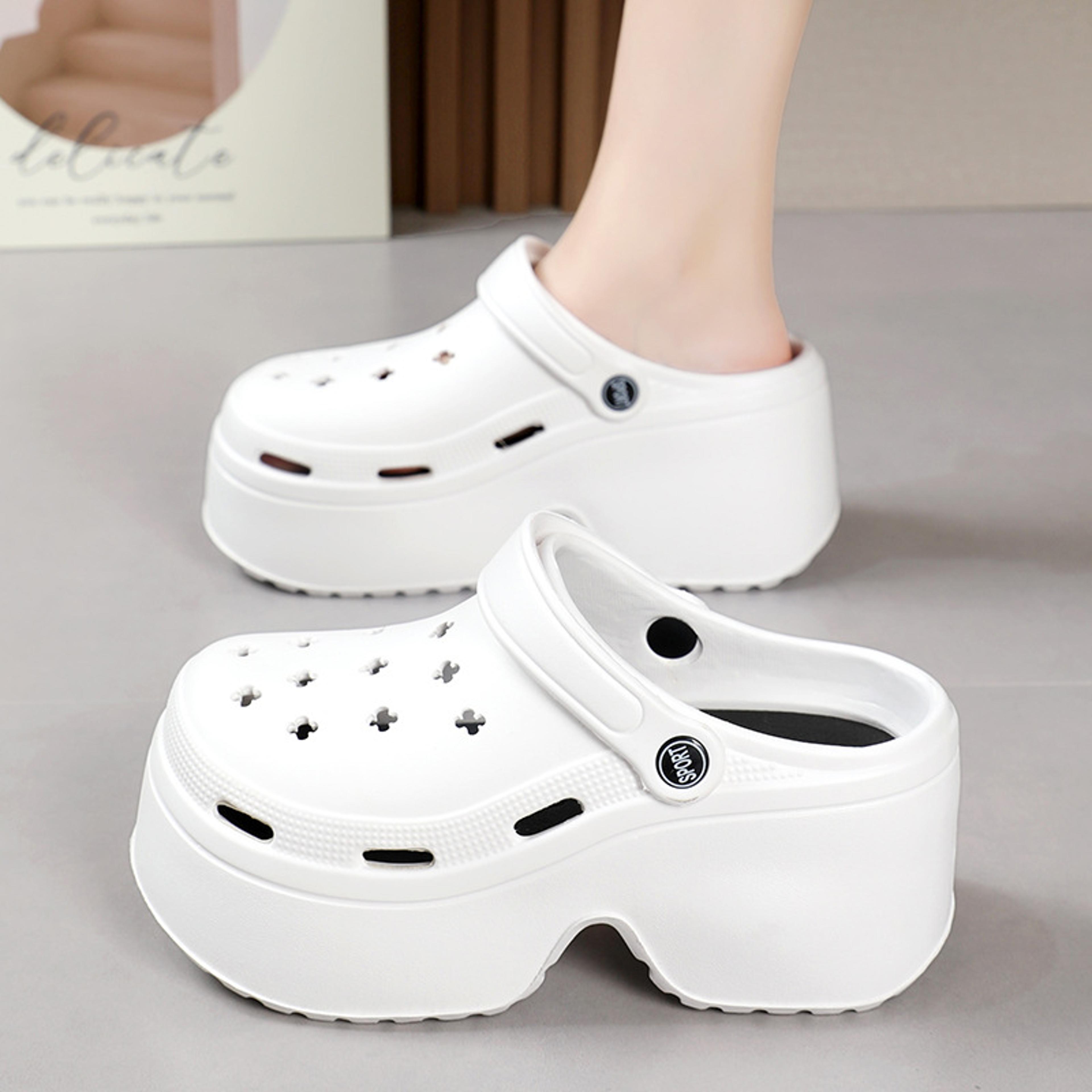 thick women sandals summer slippers, high heel soft sole, waterproof beach garden shoes, outdoor hole shoes for women