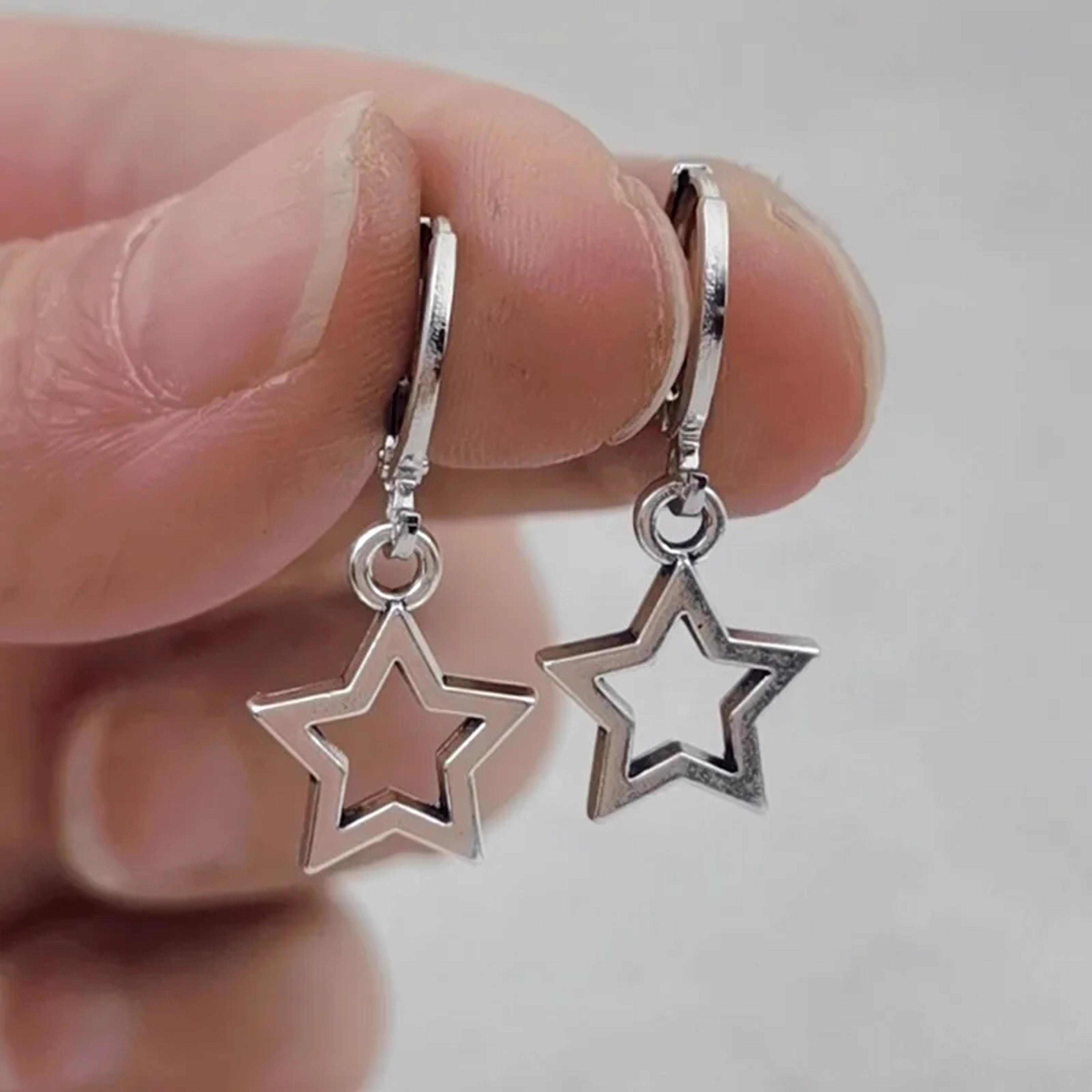 creative star hoop earrings, fashion simple earrings, cute mini little star, gifts for women, holiday jewellery