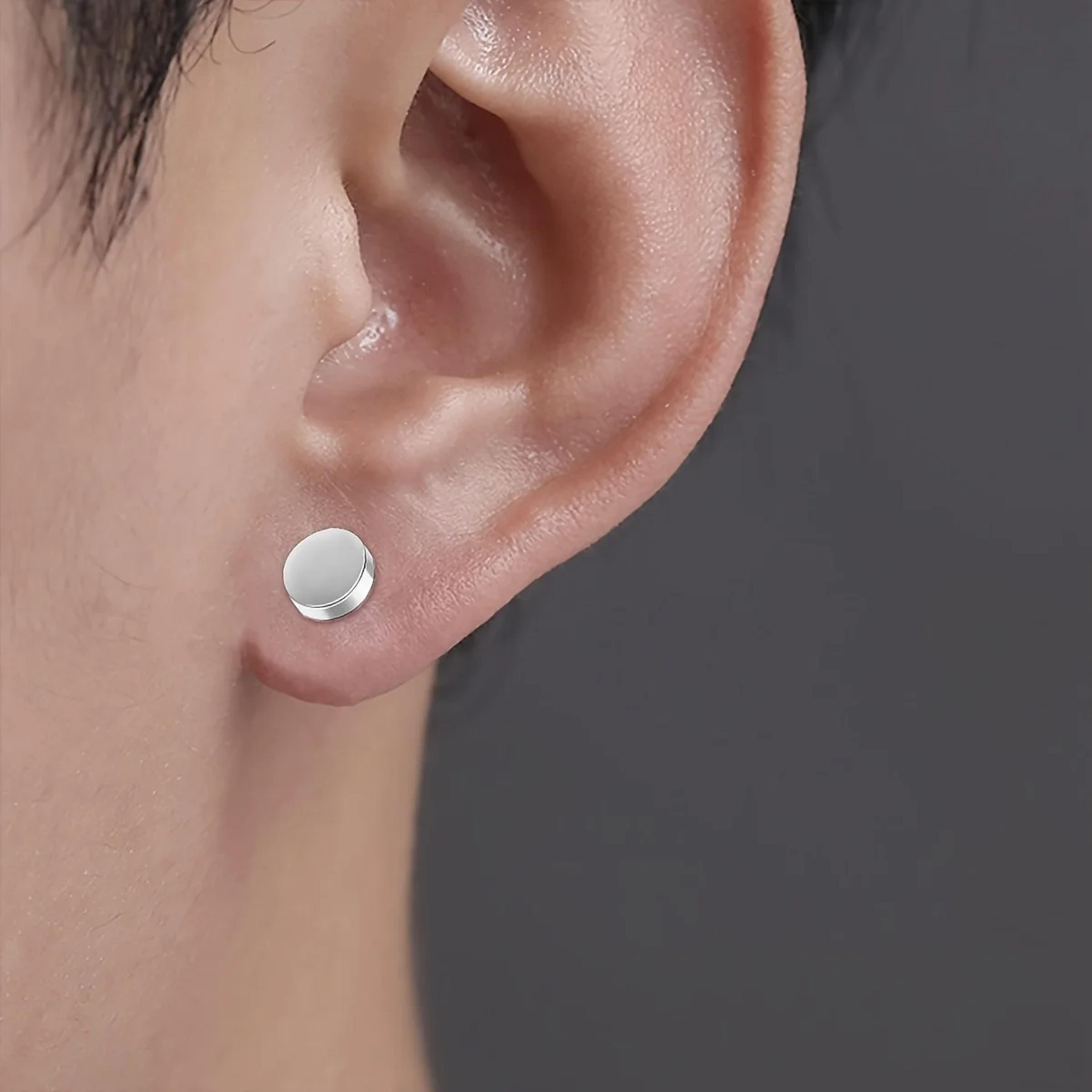 crystal strong magnetic ear stud clip earrings for men women, punk round zircon magnet earrings, non piercing jewellery