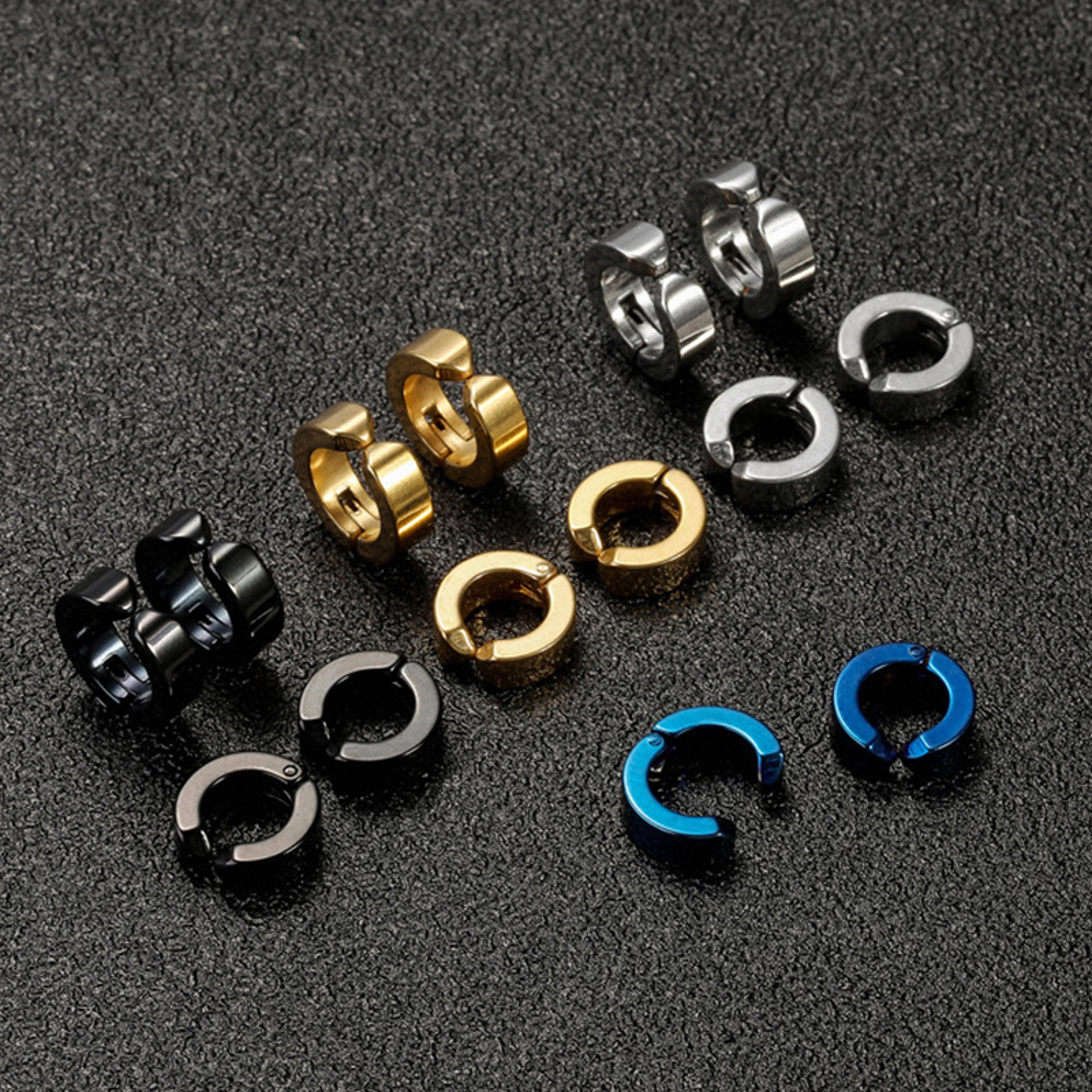 fashion ear clip non piercing earrings for men, circle round earring, punk rock style jewellery gift